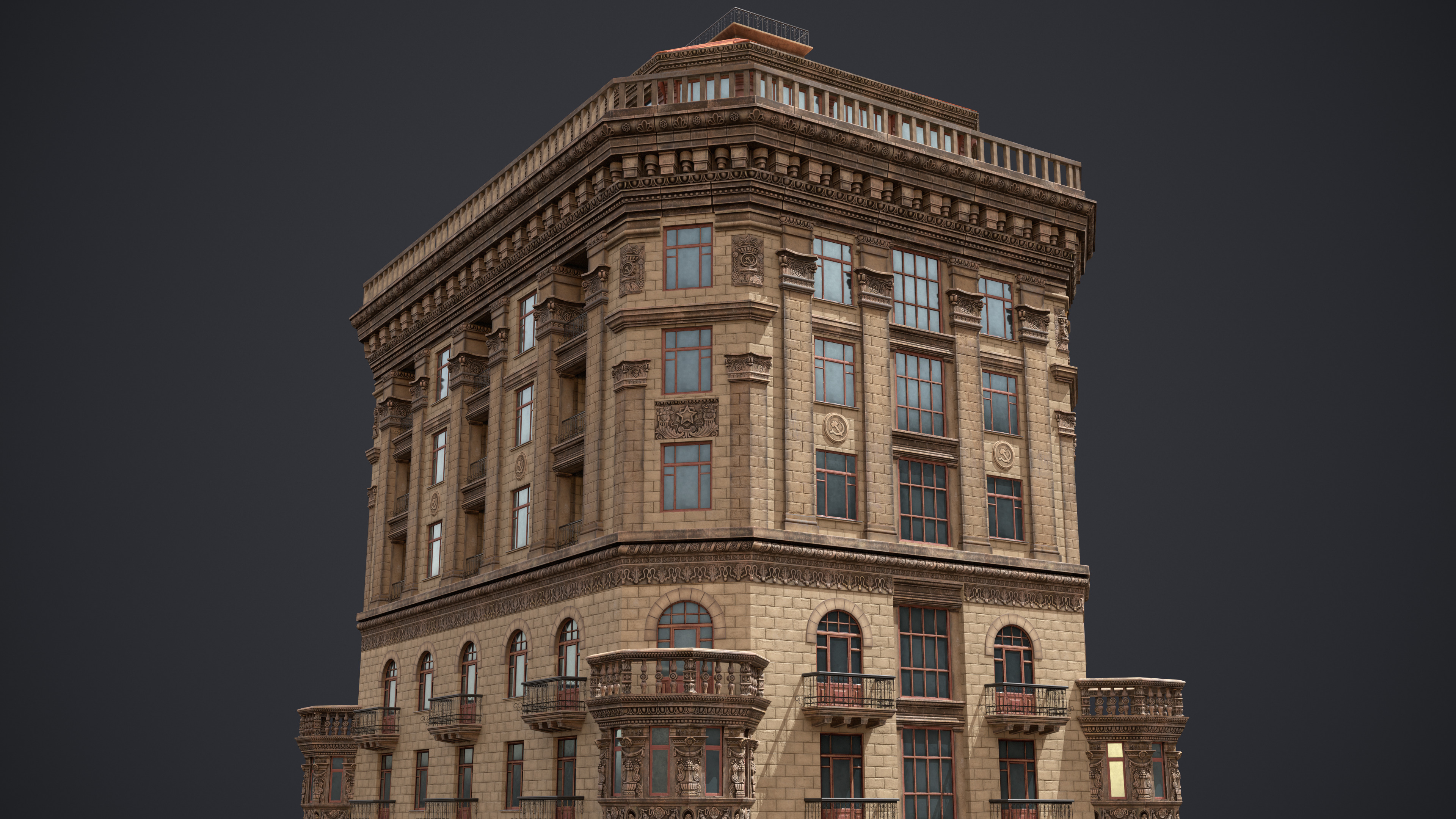 Stalinist Architecture Low-poly 3D model_4