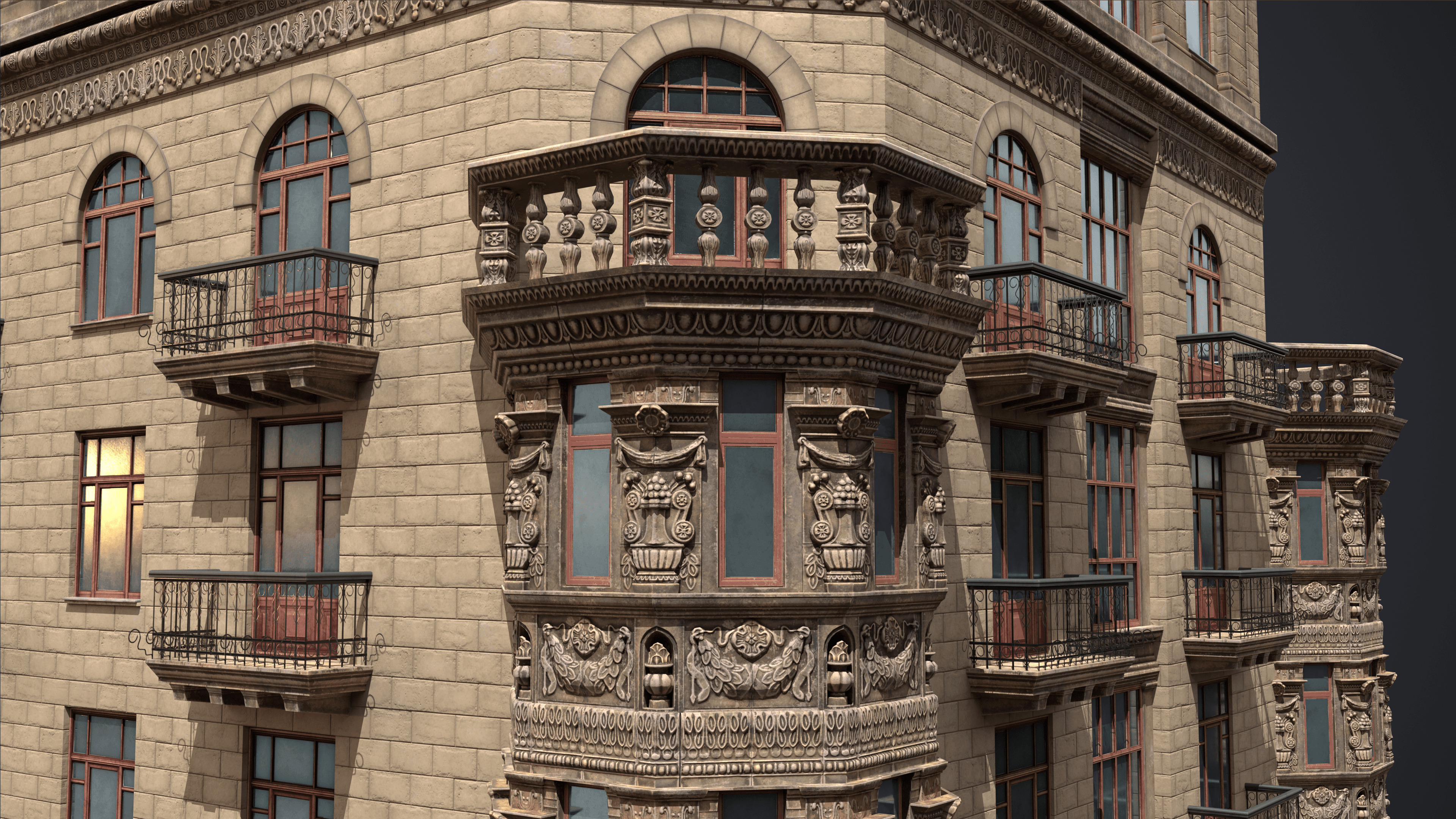 Stalinist Architecture Low-poly 3D model_8