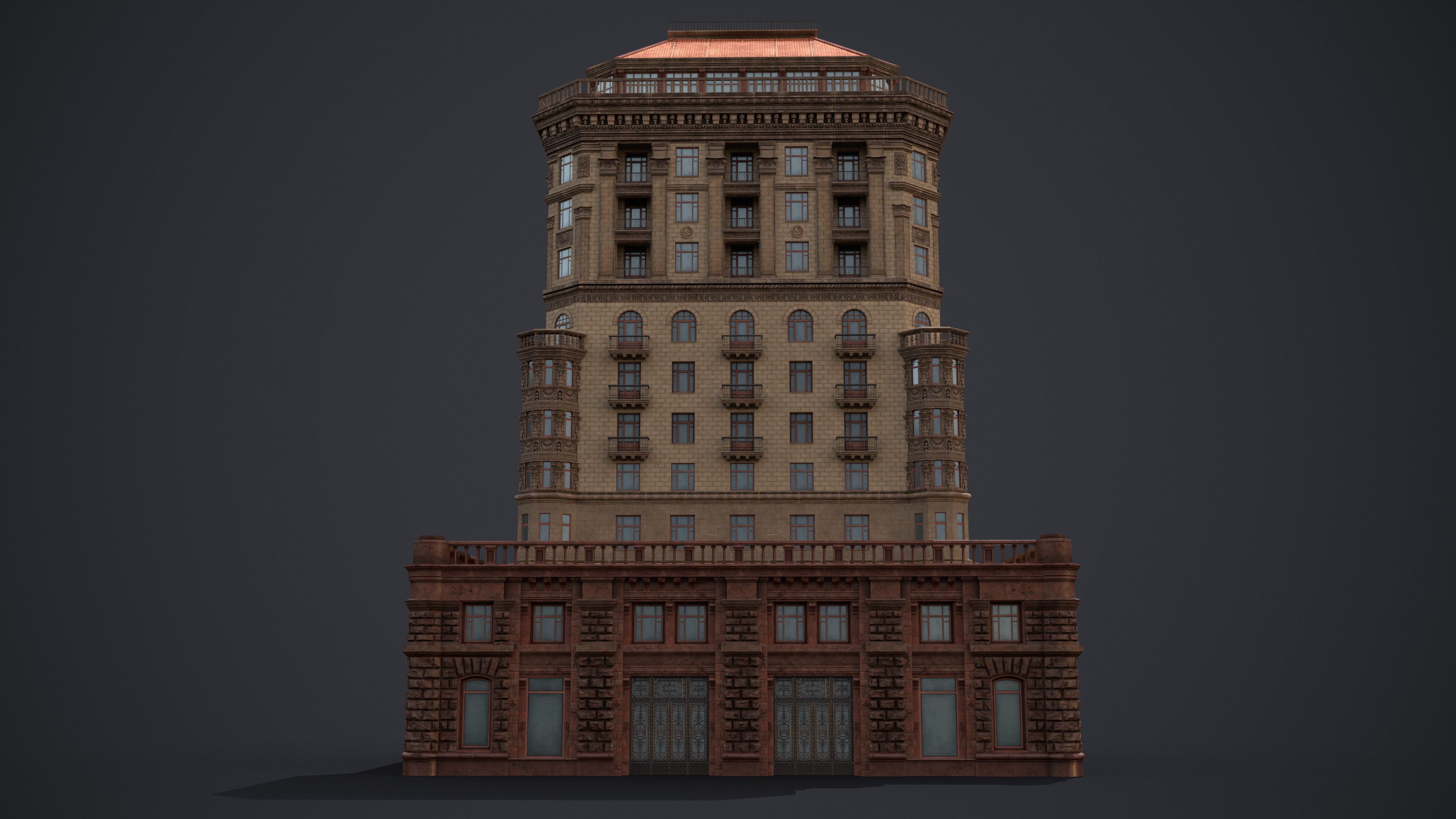 Stalinist Architecture Low-poly 3D model_3