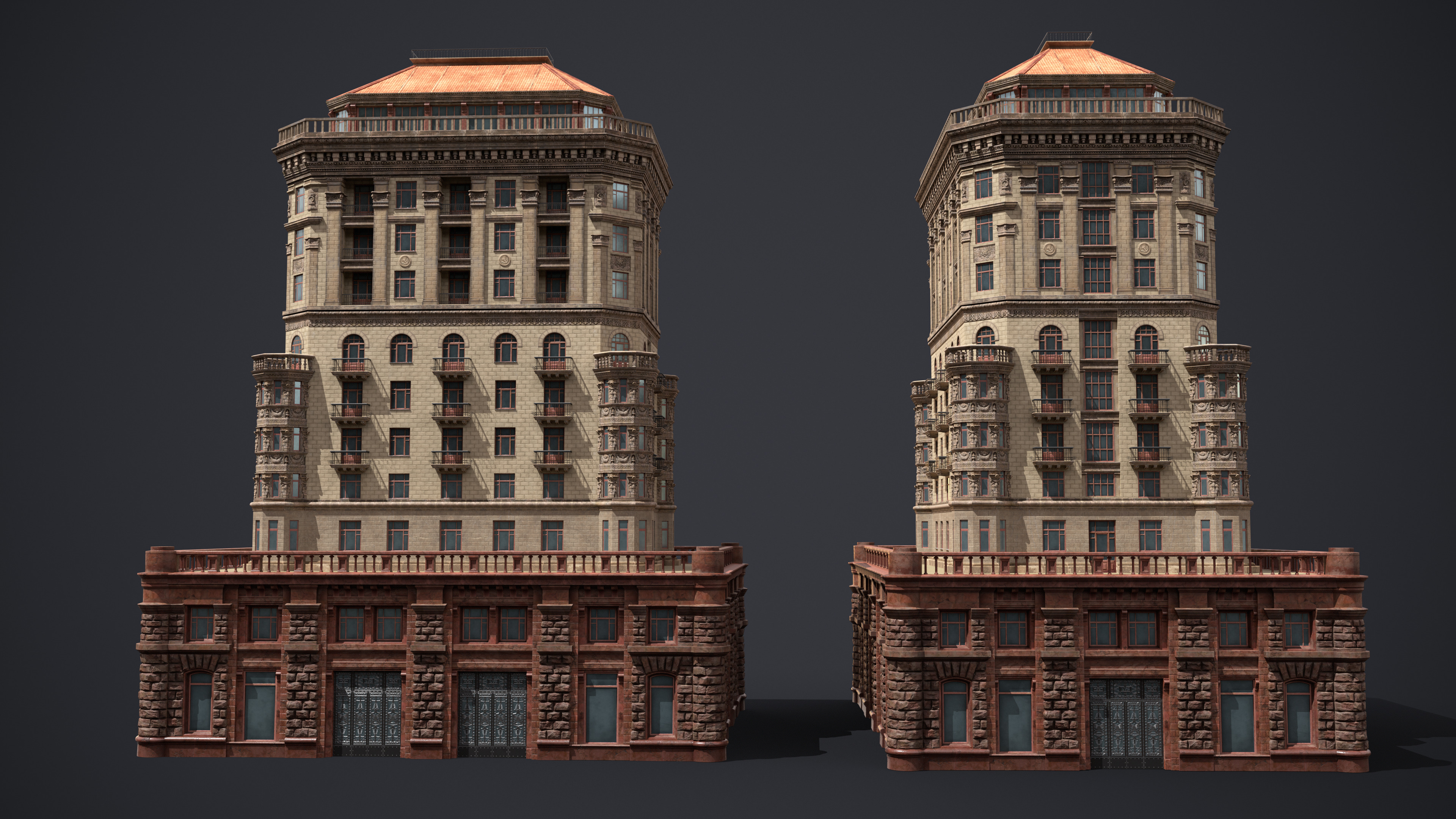 Stalinist Architecture Low-poly 3D model_1