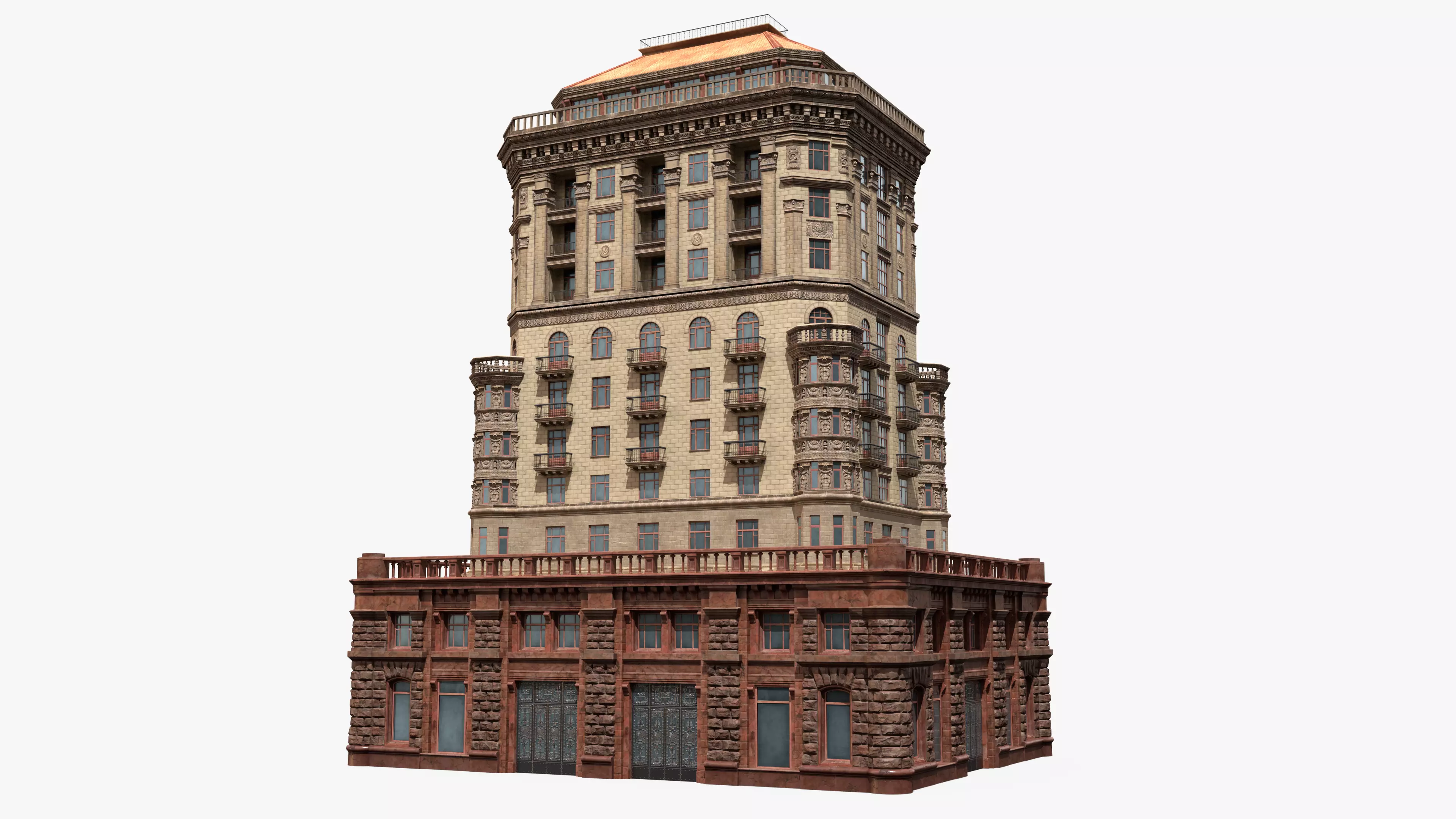 Stalinist Architecture Low-poly 3D model_0