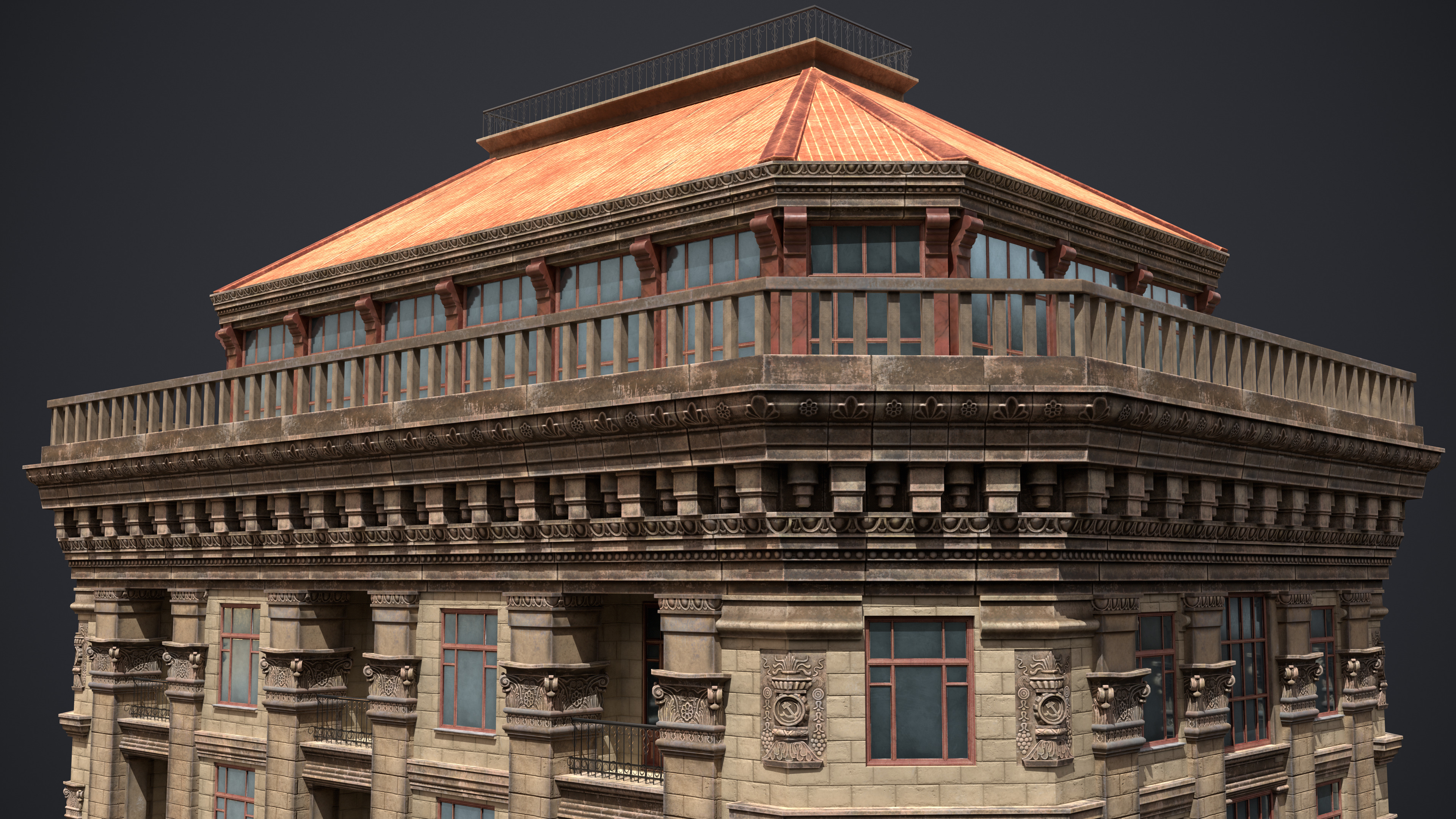 Stalinist Architecture Low-poly 3D model_6