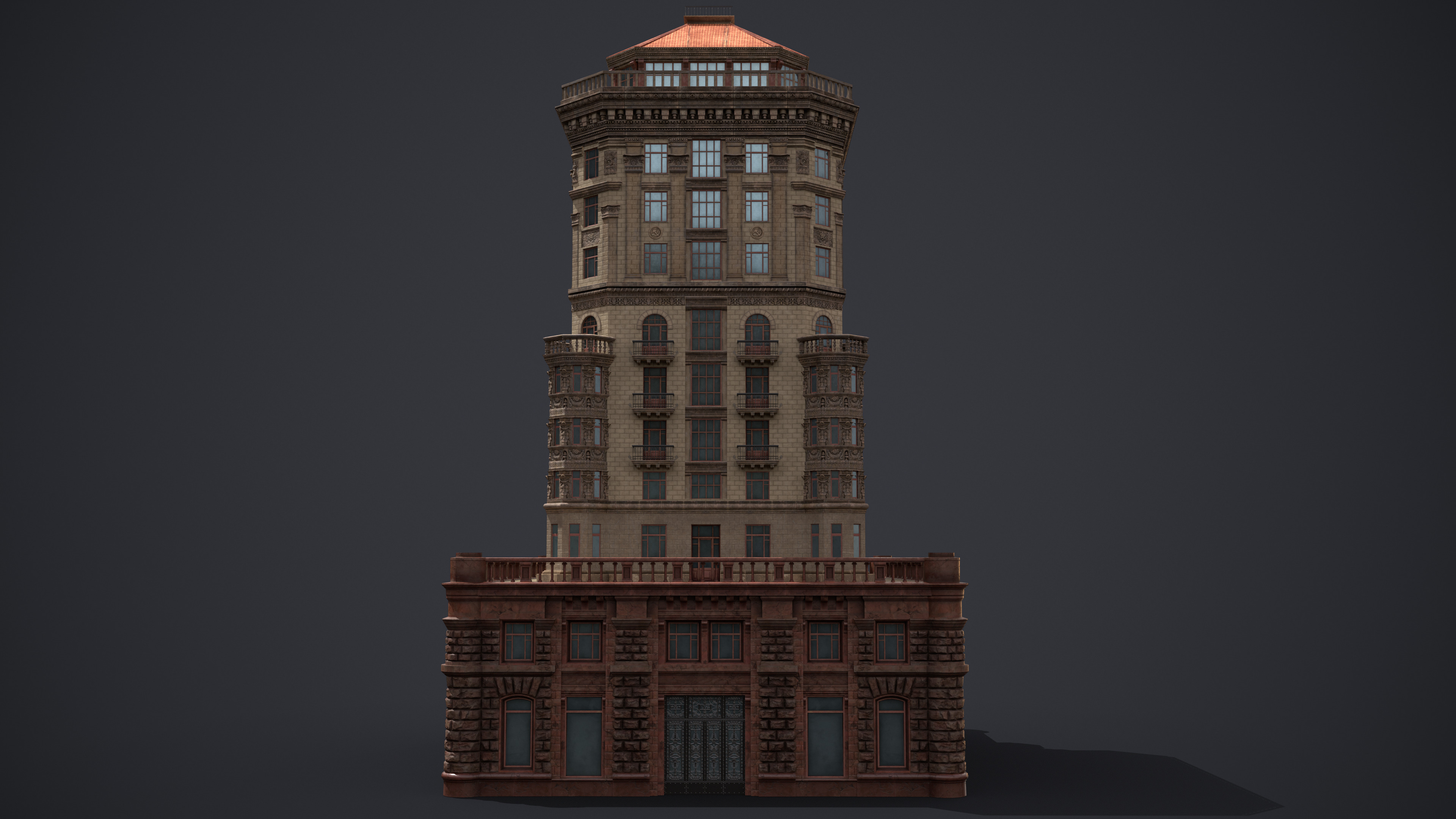 Stalinist Architecture Low-poly 3D model_2