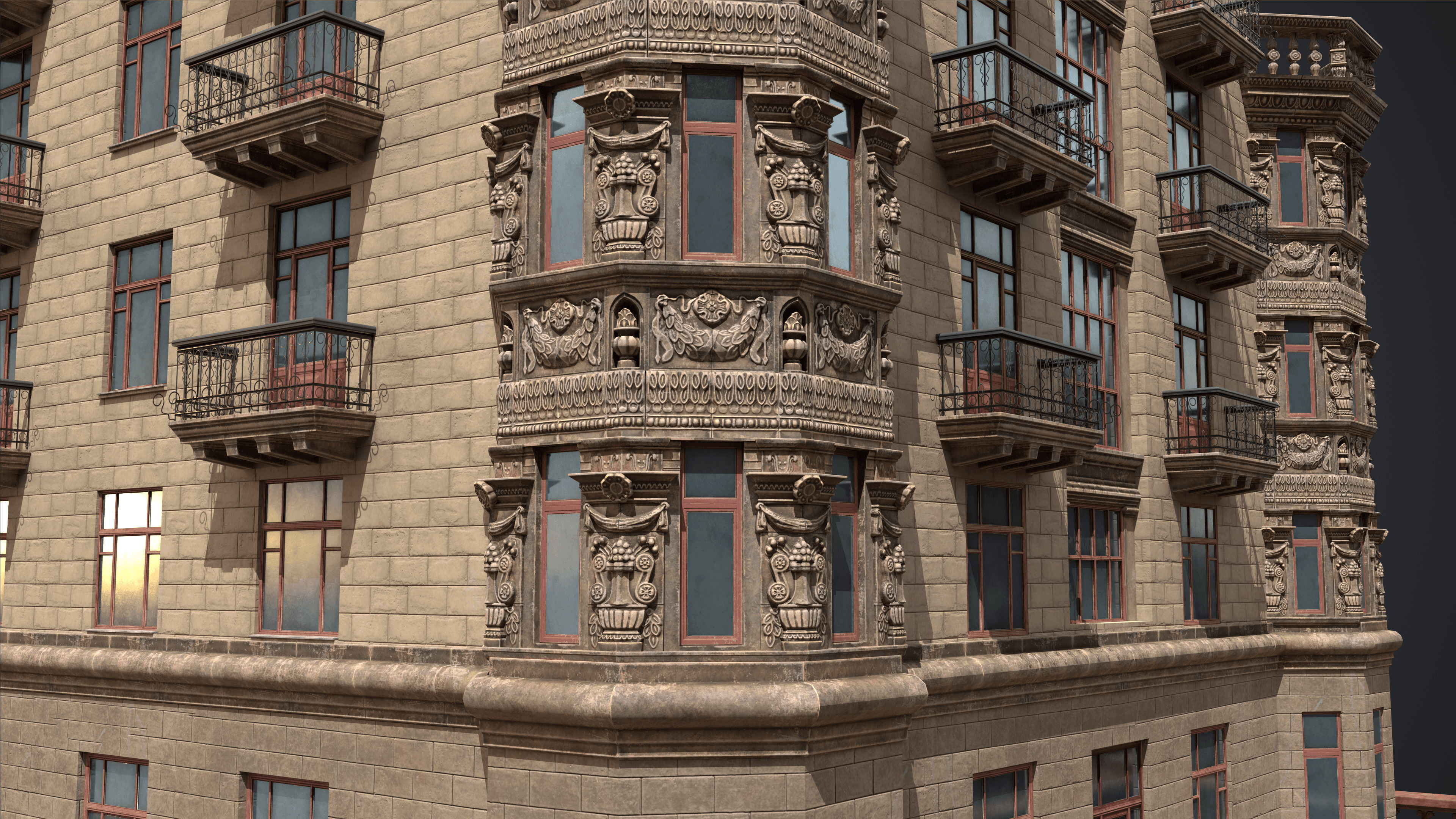 Stalinist Architecture Low-poly 3D model_9