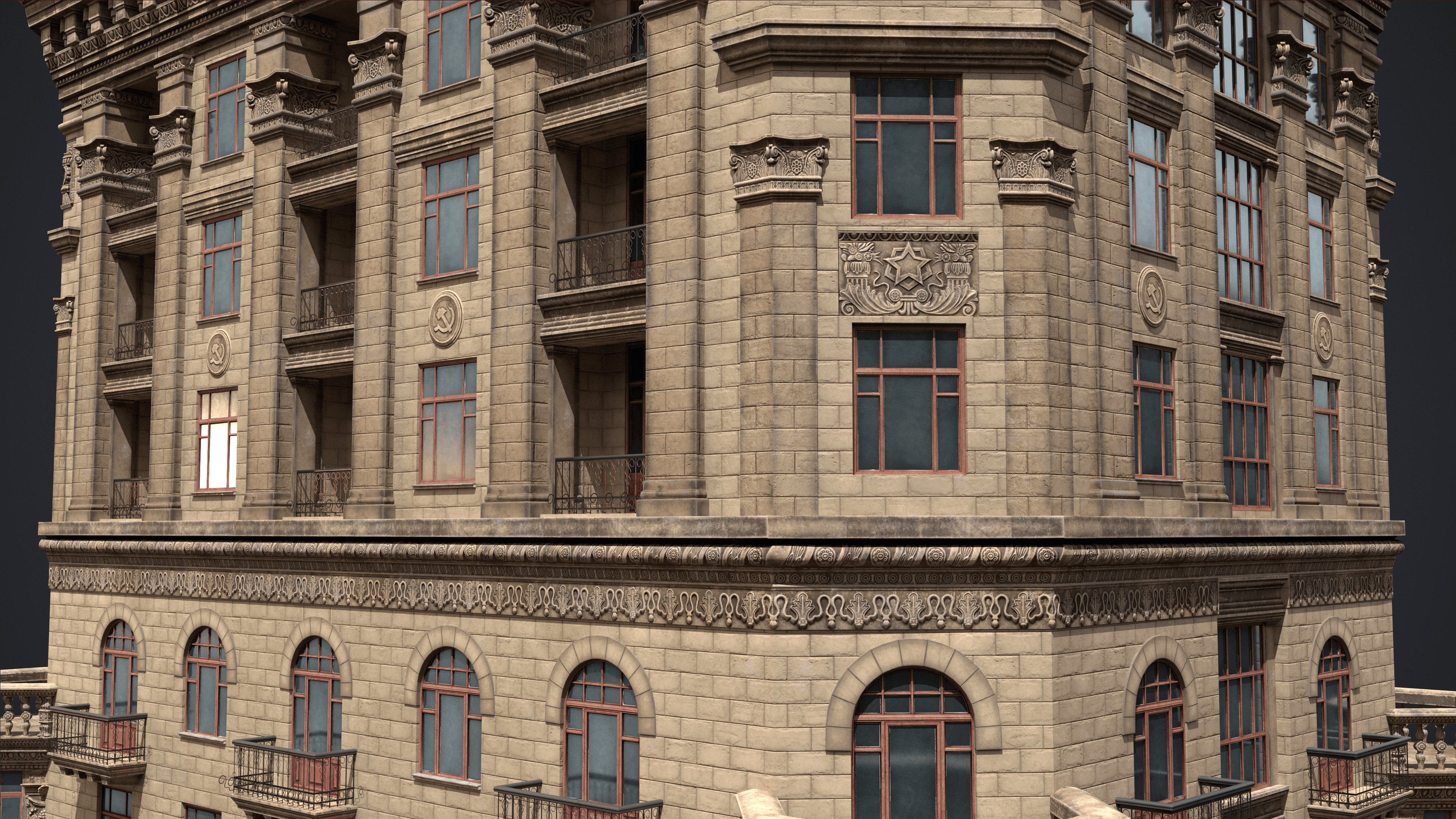 Stalinist Architecture Low-poly 3D model_7