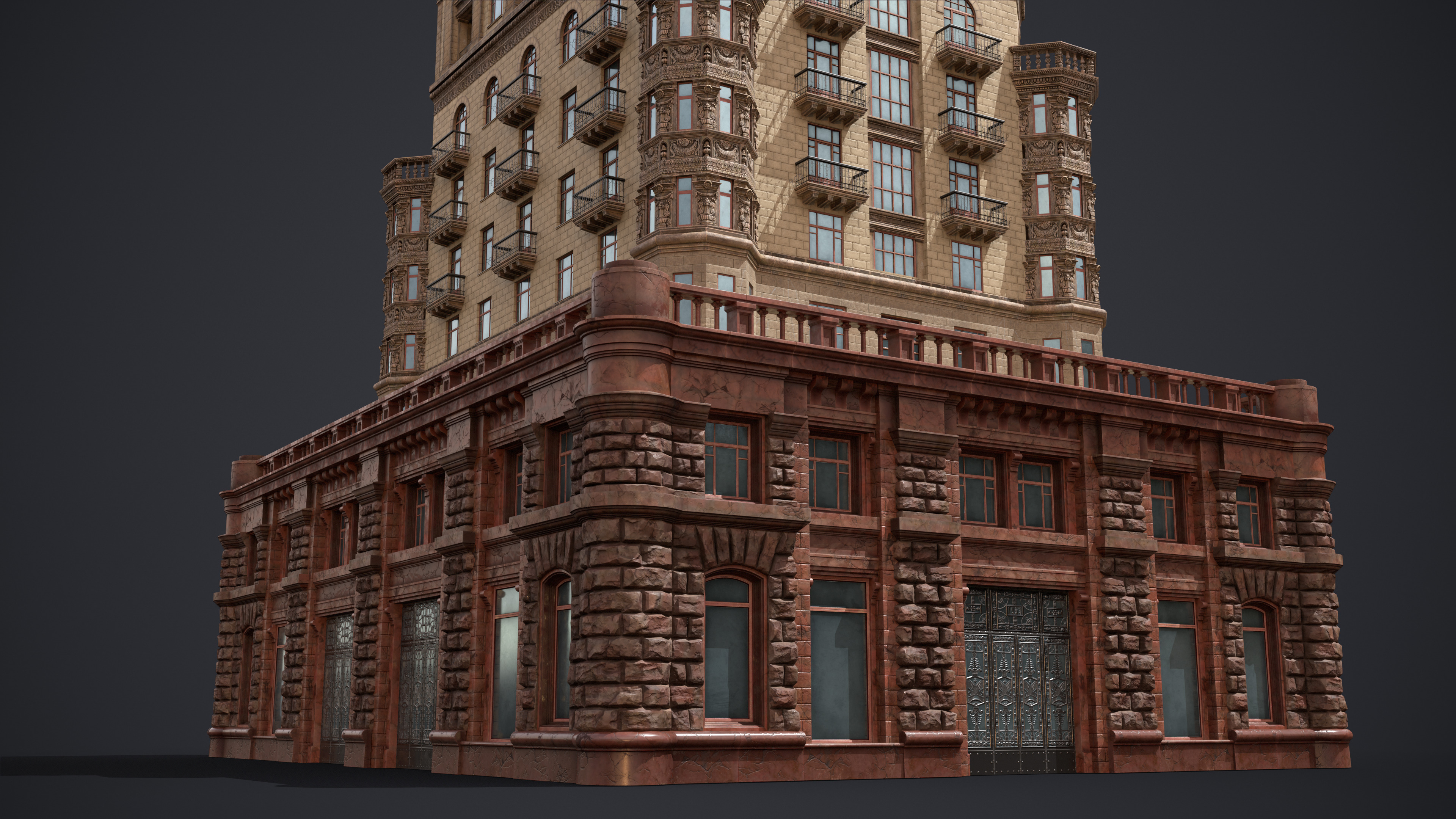 Stalinist Architecture Low-poly 3D model_5