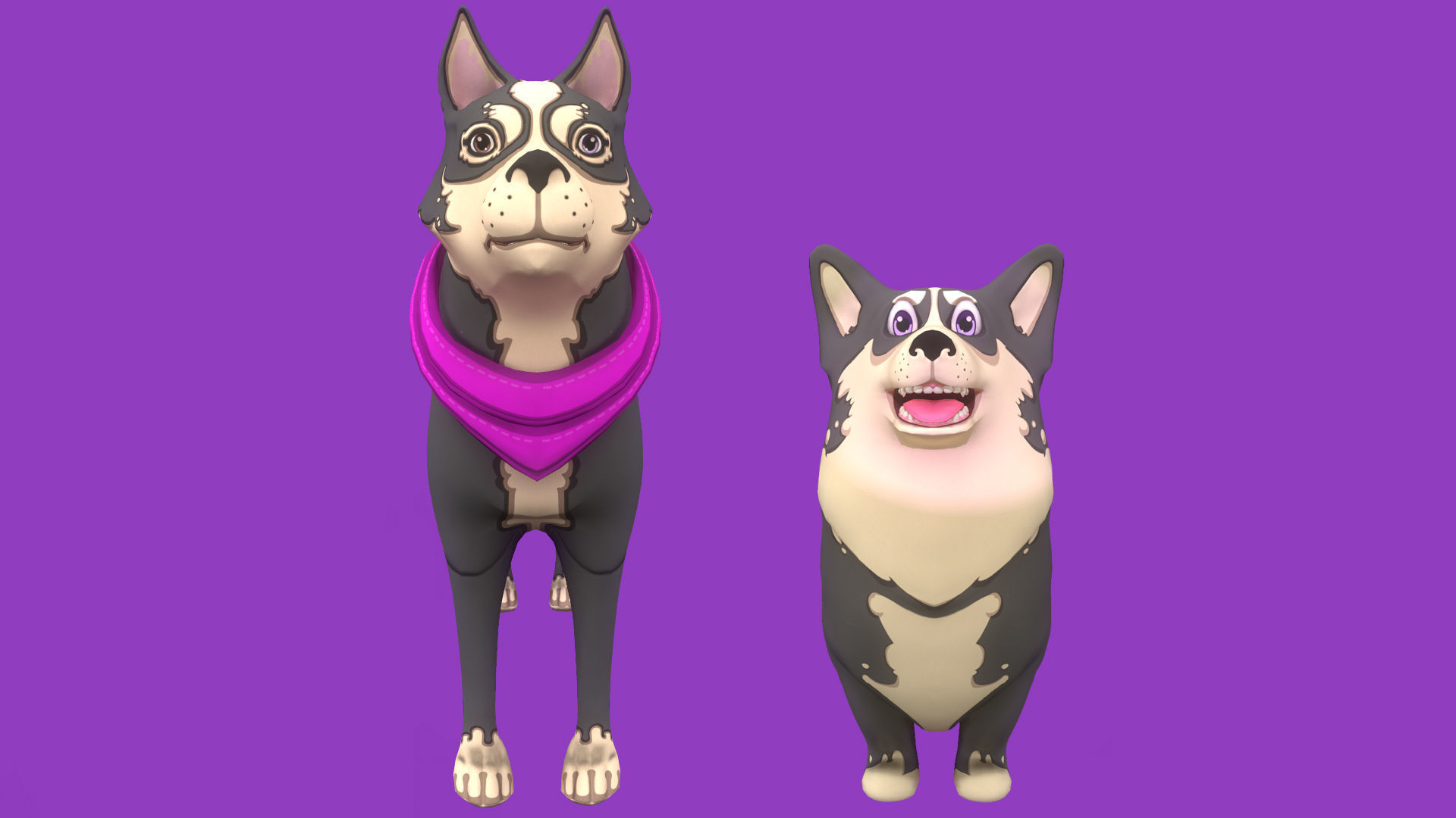 Grey Corgy and Grey Husky 3D Model Collection _4