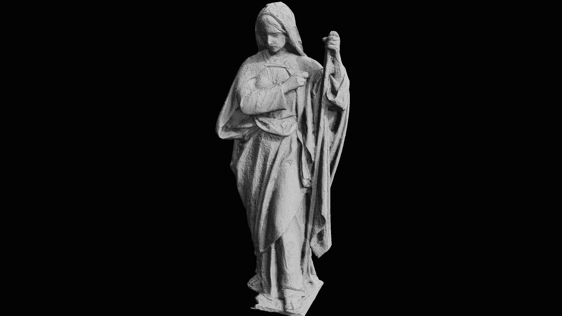 abandoned statue woman mossy stone monument PBR photogrammetry Low-poly 3D model_6