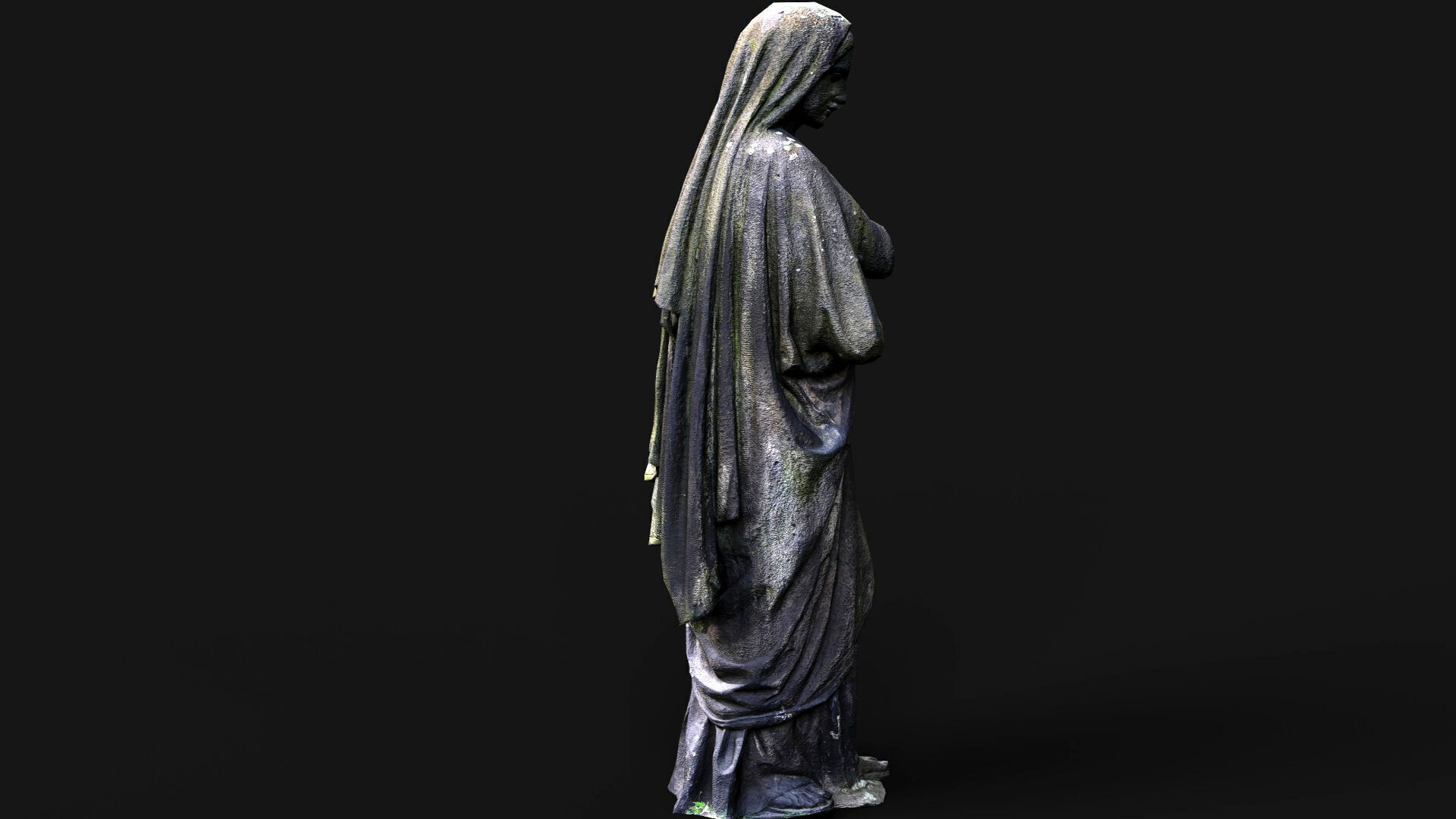 abandoned statue woman mossy stone monument PBR photogrammetry Low-poly 3D model_4