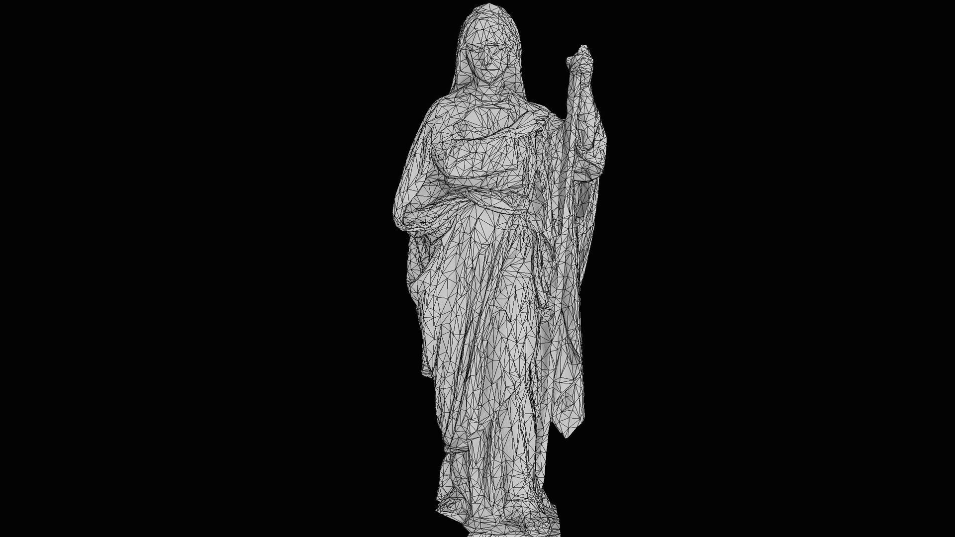 abandoned statue woman mossy stone monument PBR photogrammetry Low-poly 3D model_7