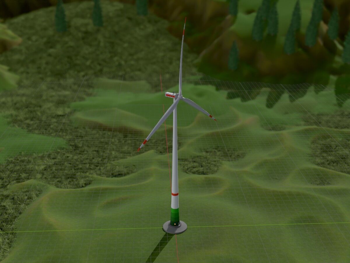 Wind turbine E1 H-163 RD 172m Animation and Foundation Low-poly 3D model_17