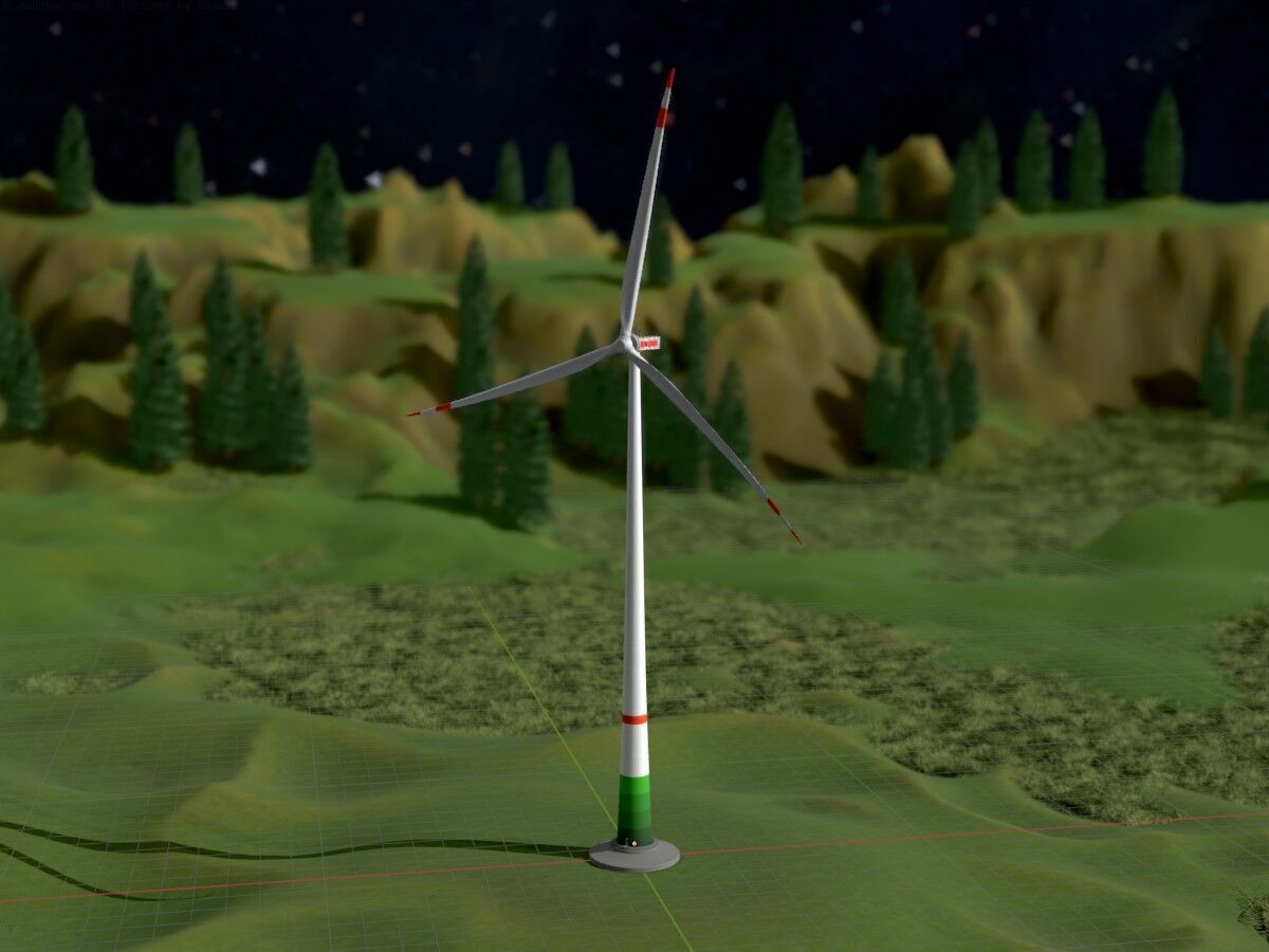 Wind turbine E1 H-163 RD 172m Animation and Foundation Low-poly 3D model_18
