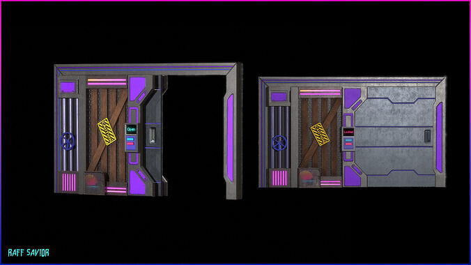 Neon Gate Low-poly 3D model