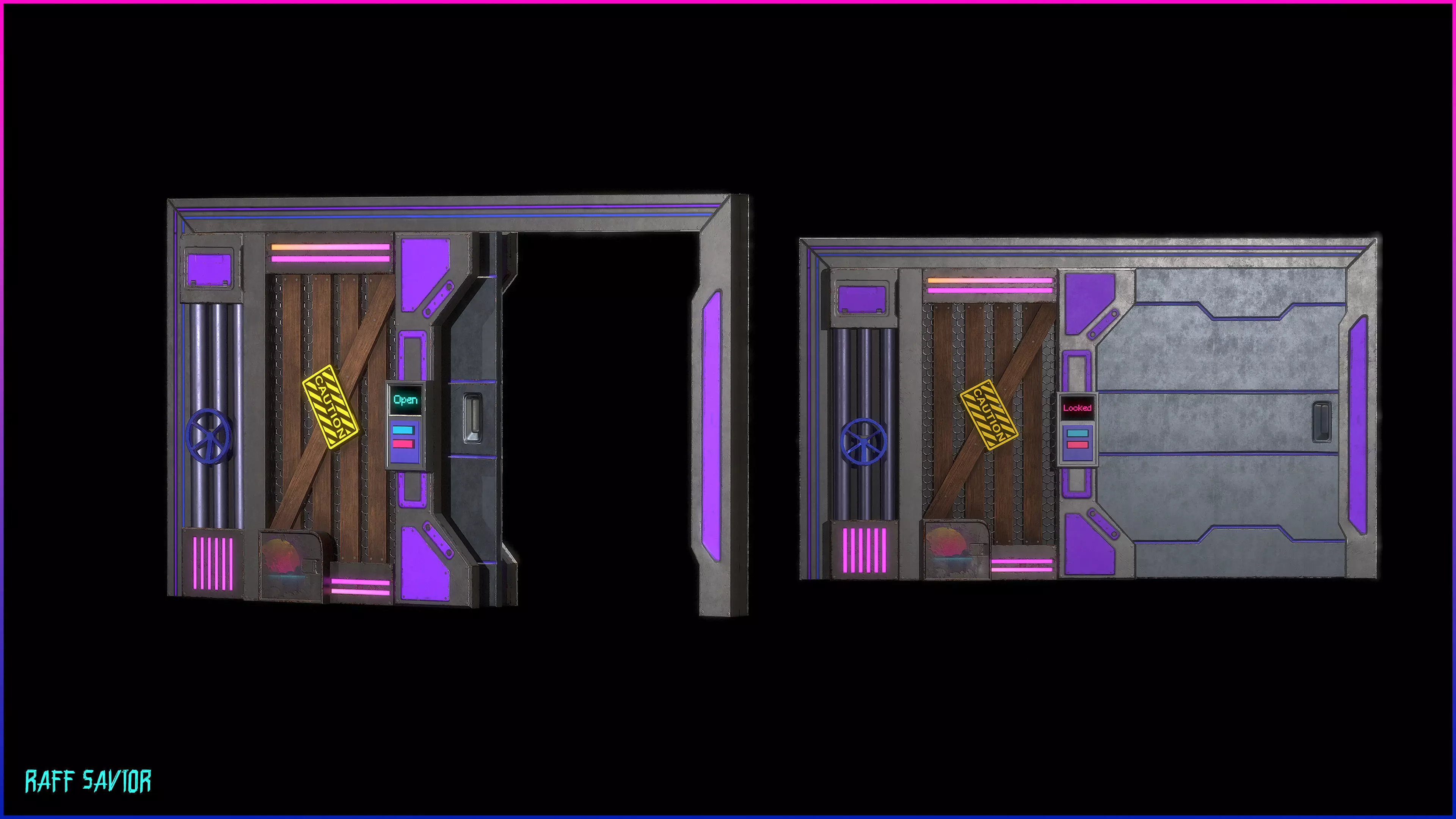 Neon Gate Low-poly 3D model_0