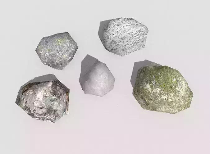 low poly rocks collection 3 four