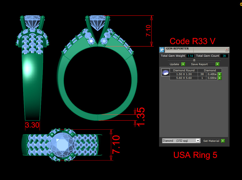 Stylish 3D Ring Model for Jewelry Making And printing Code R33 3D print model_12