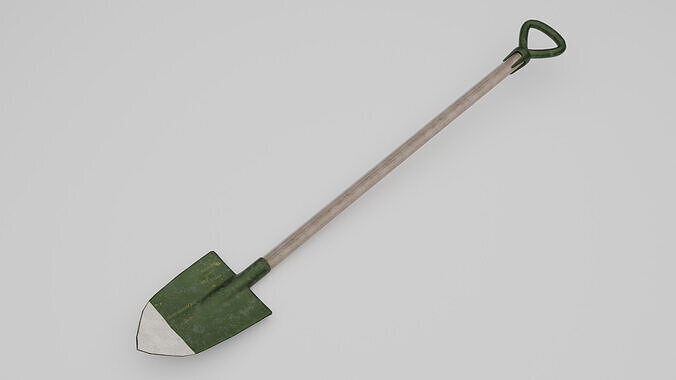 Dirty Green Shovel Free low-poly 3D model