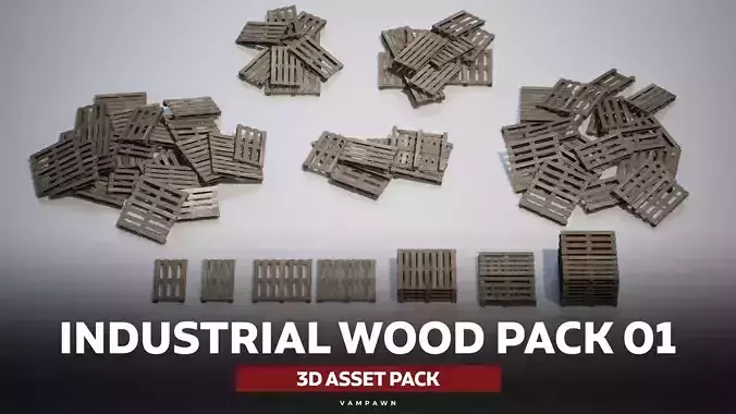 Industrial Wood Pack 01 Low-poly 3D model