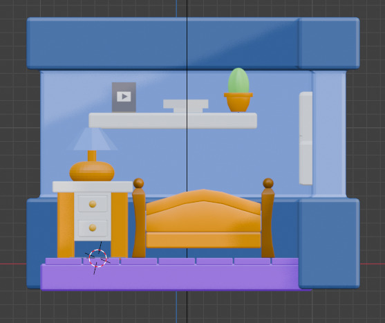 Isometric BEDROOM Low-poly 3D model_4