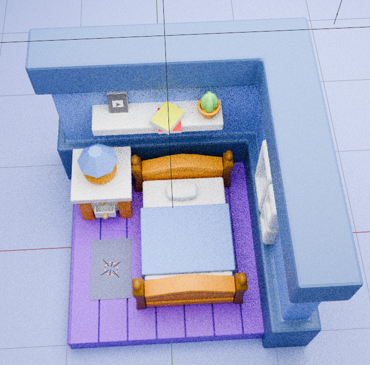 Isometric BEDROOM Low-poly 3D model_2