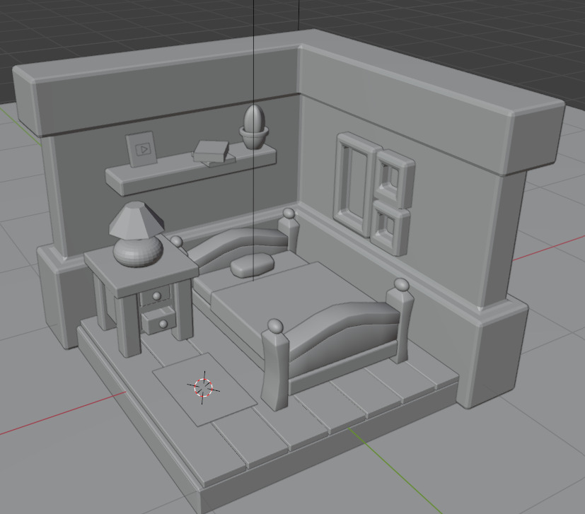 Isometric BEDROOM Low-poly 3D model_6