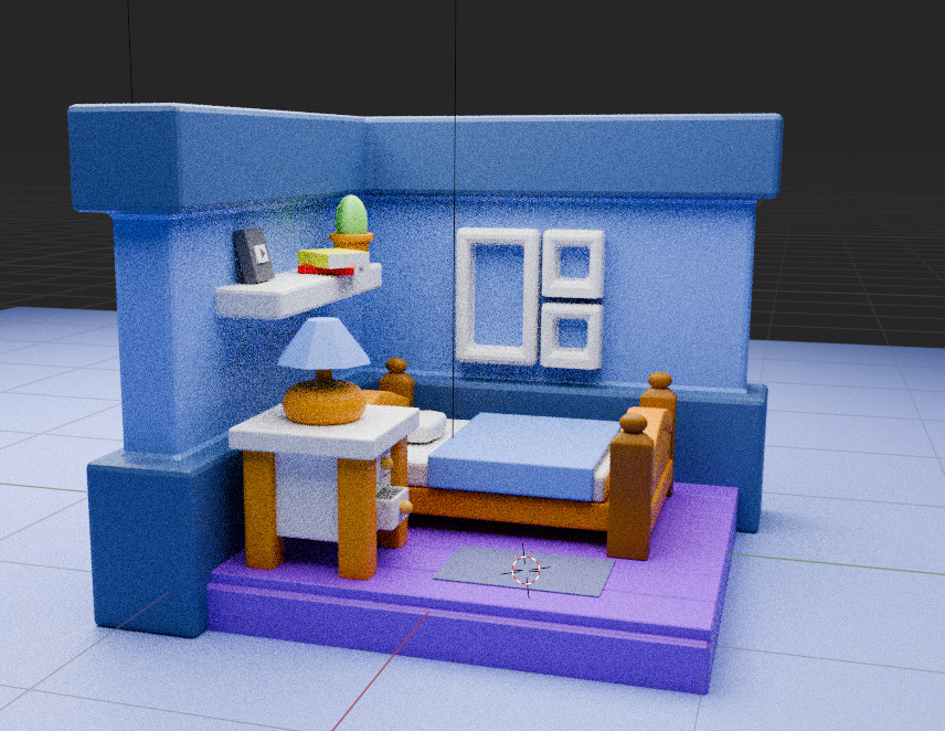 Isometric BEDROOM Low-poly 3D model_3