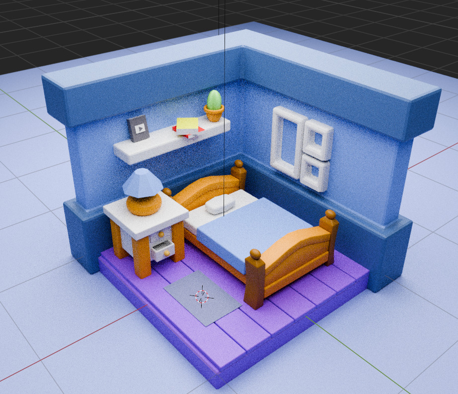 Isometric BEDROOM Low-poly 3D model_1