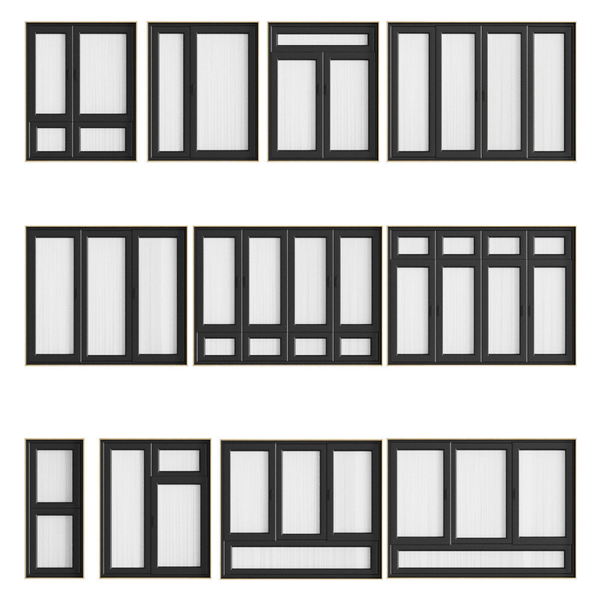 Modern Window Set  29 Variants 3D model_4
