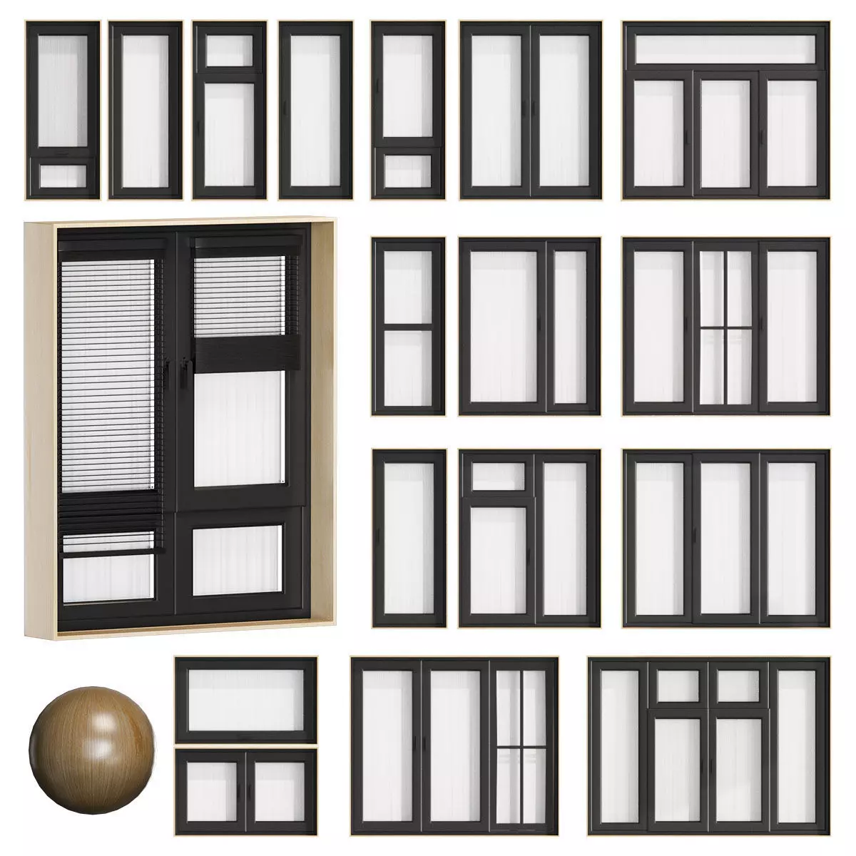 Modern Window Set  29 Variants 3D model_0
