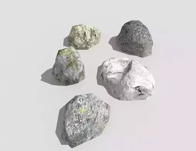low poly rocks collection 4 group of