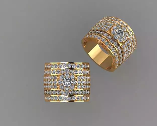 Stylish 3D Ring Model for Jewelry Making And printing Code R35