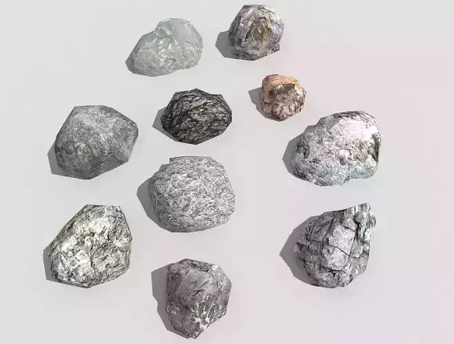 low poly rocks collection 5 group of