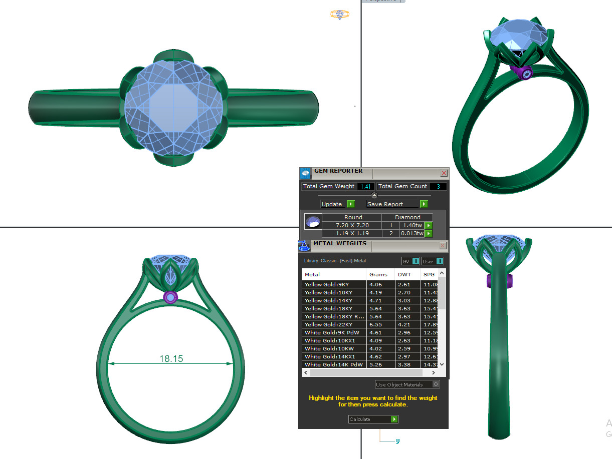 ROUND DIAMOND RING -CAD-039 3D model_12