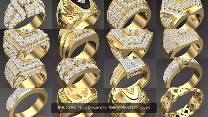 Bulk 50 Men Rings Discount For Sale 6MRXXX 3D Model Collection