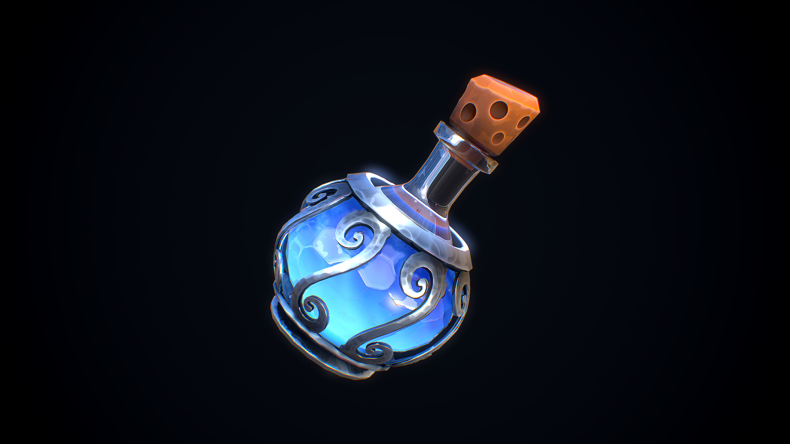 Stylized Mana Potion Low-poly 3D model_8
