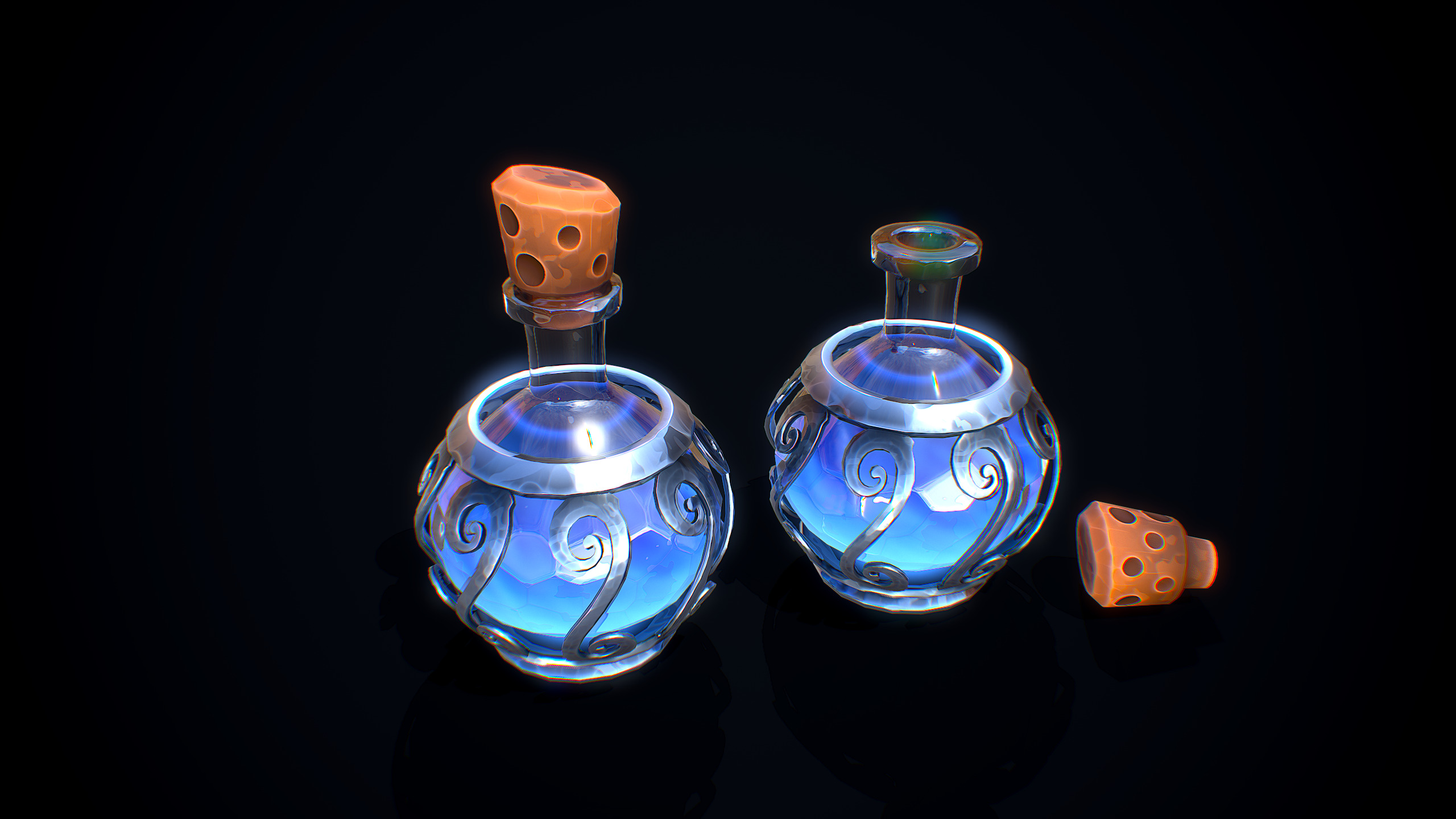 Stylized Mana Potion Low-poly 3D model_5