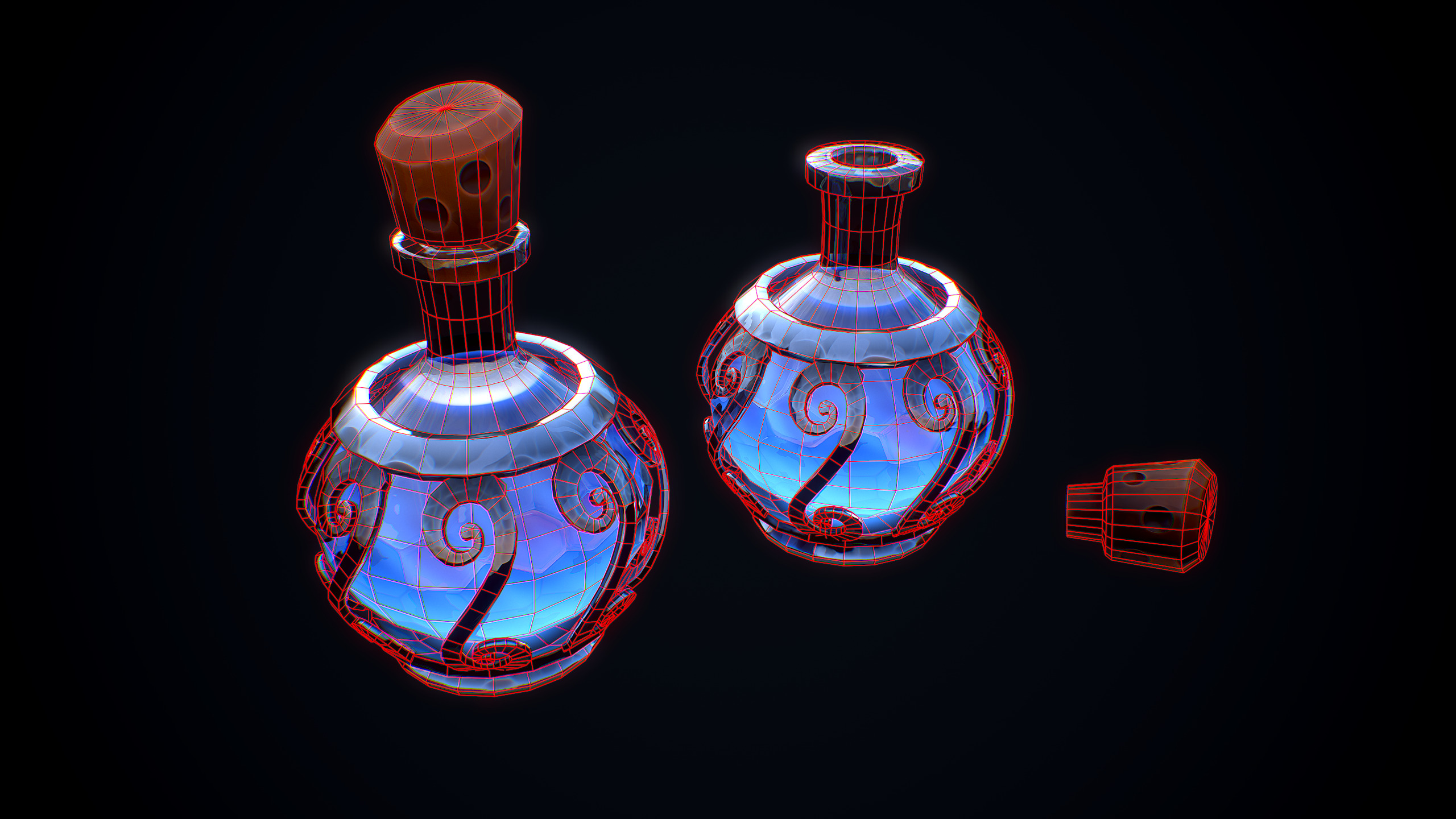 Stylized Mana Potion Low-poly 3D model_7