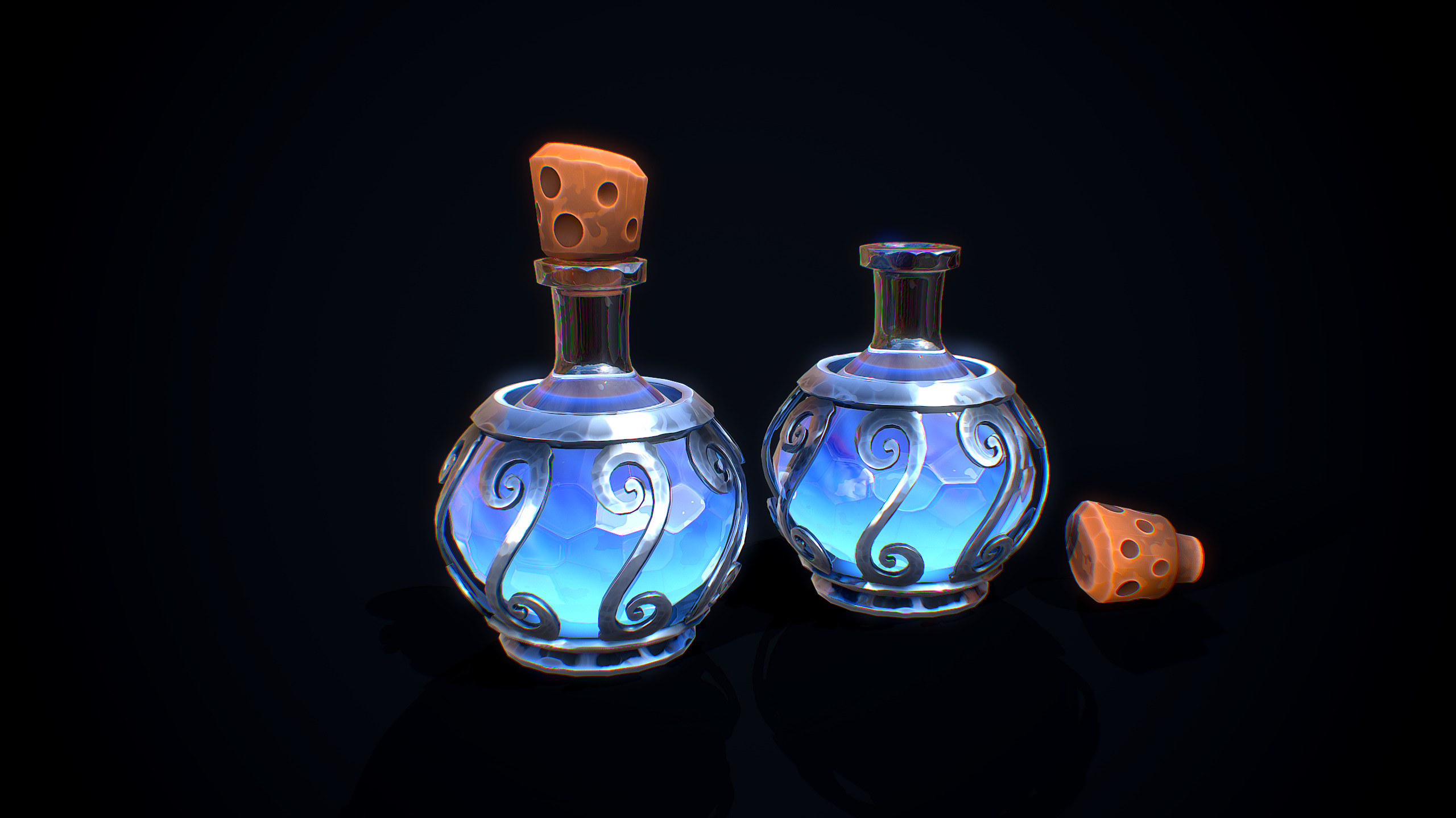 Stylized Mana Potion Low-poly 3D model_4