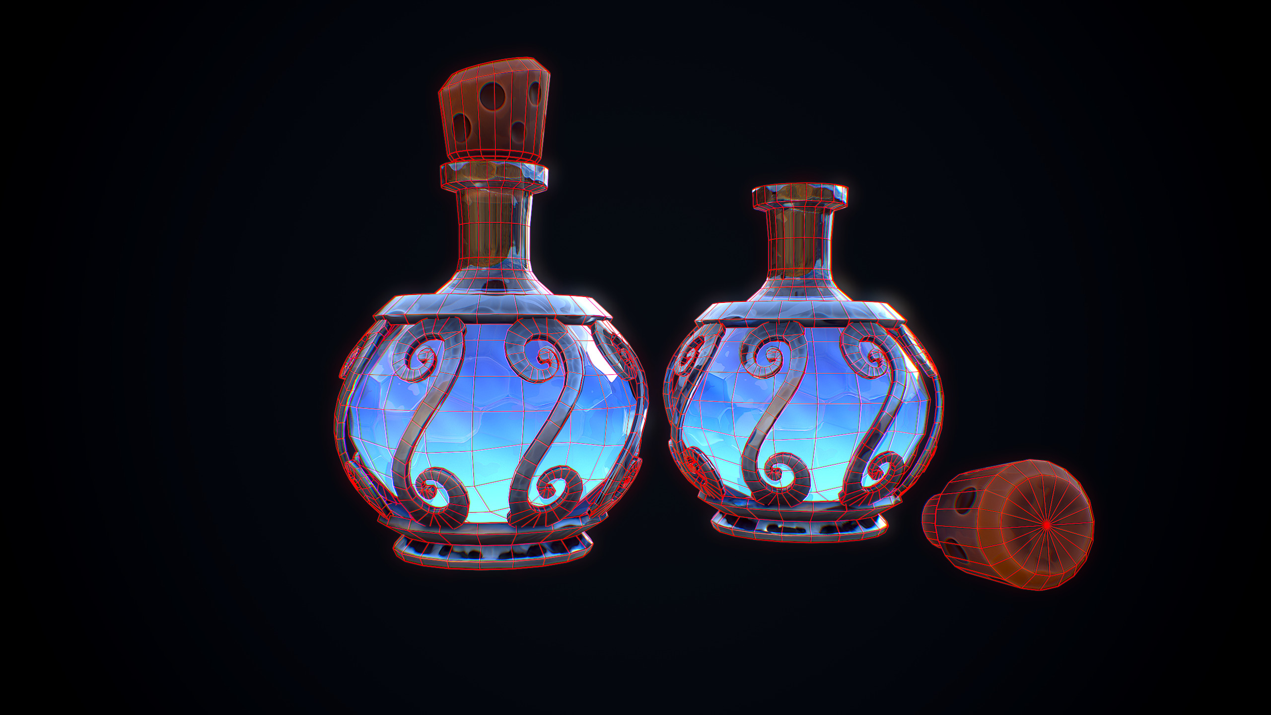 Stylized Mana Potion Low-poly 3D model_6