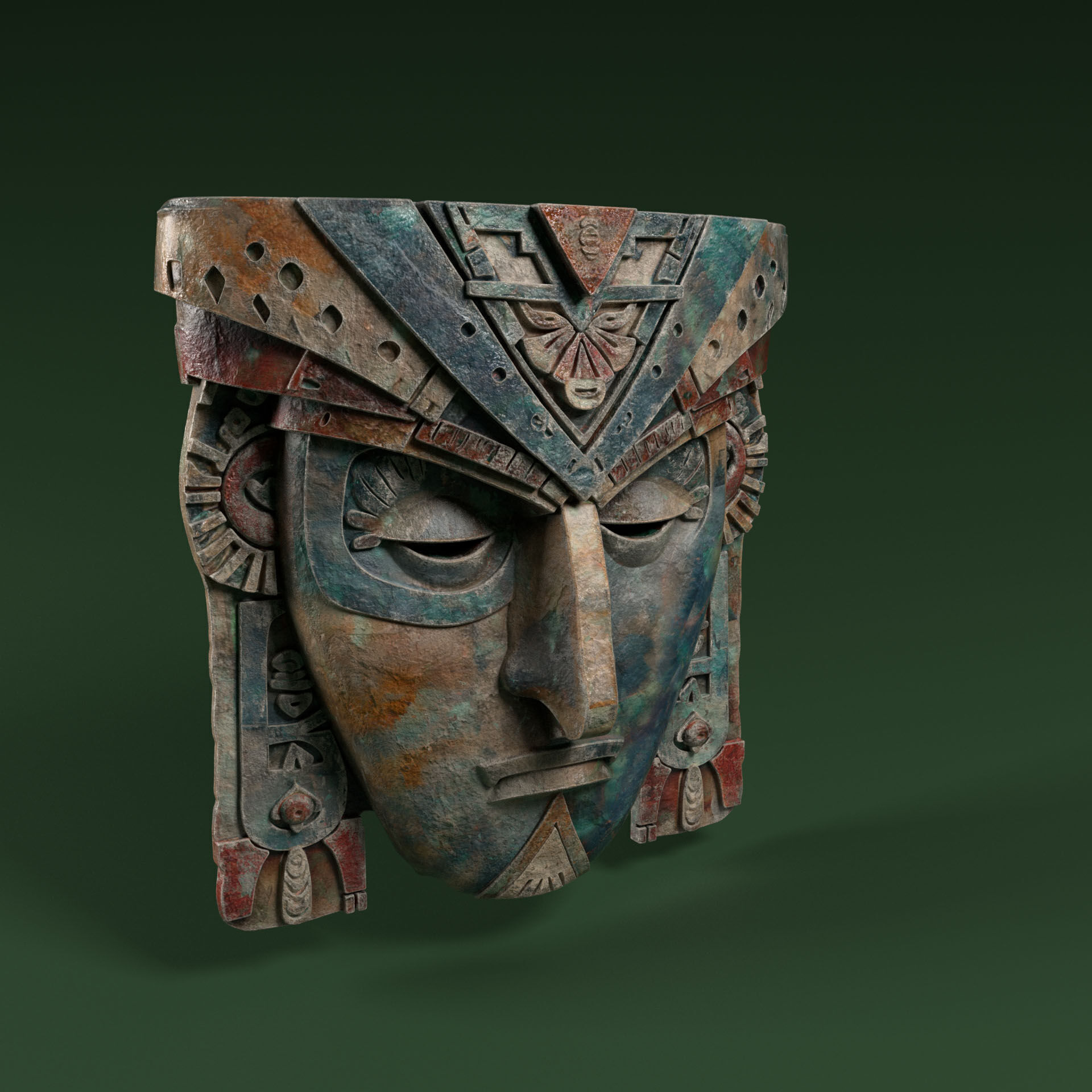 Maya Ceremonial Masks Pack D Low-poly 3D model_28