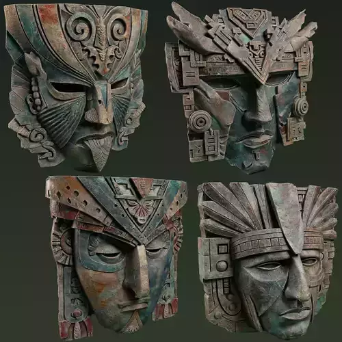 Maya Ceremonial Masks Pack D