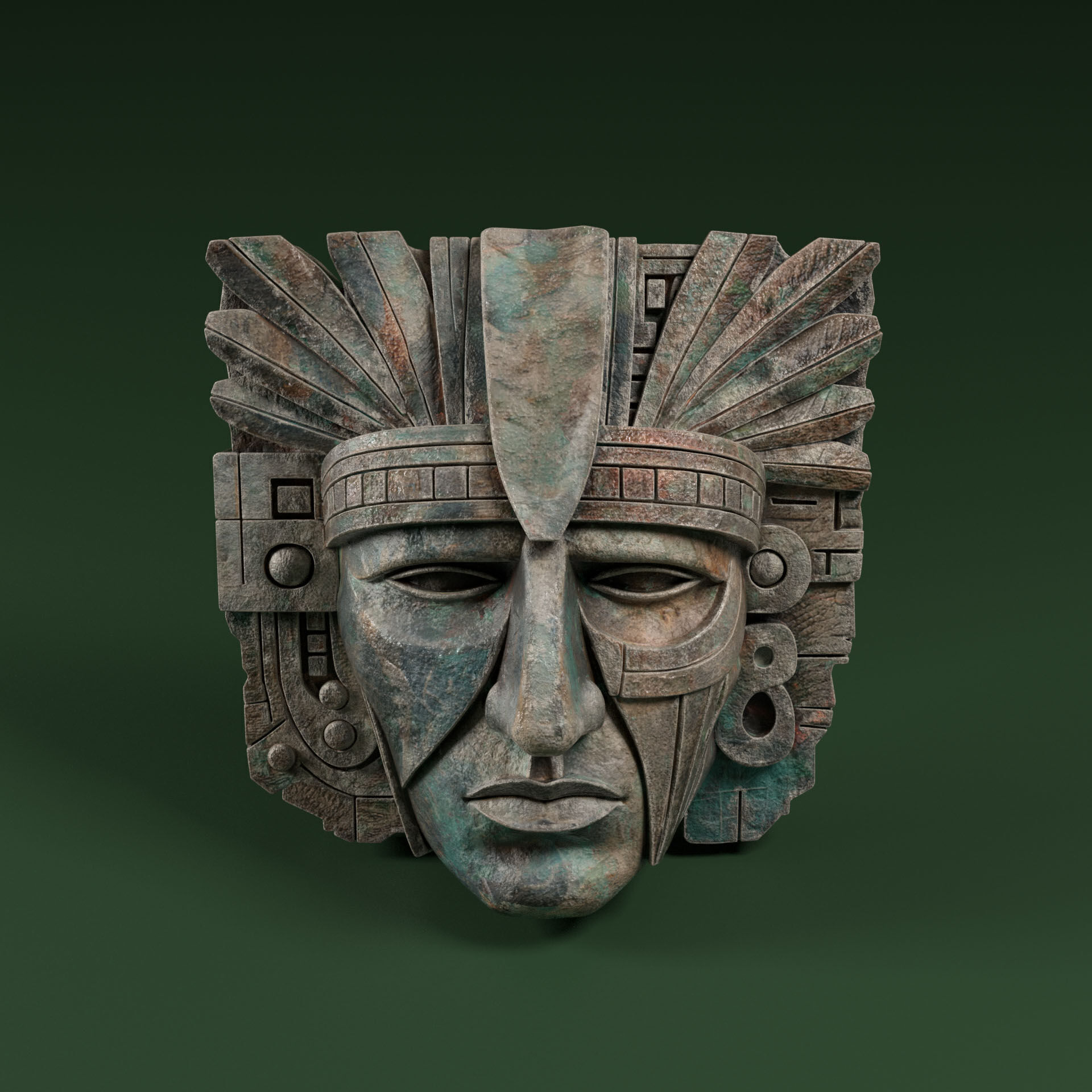 Maya Ceremonial Masks Pack D Low-poly 3D model_40