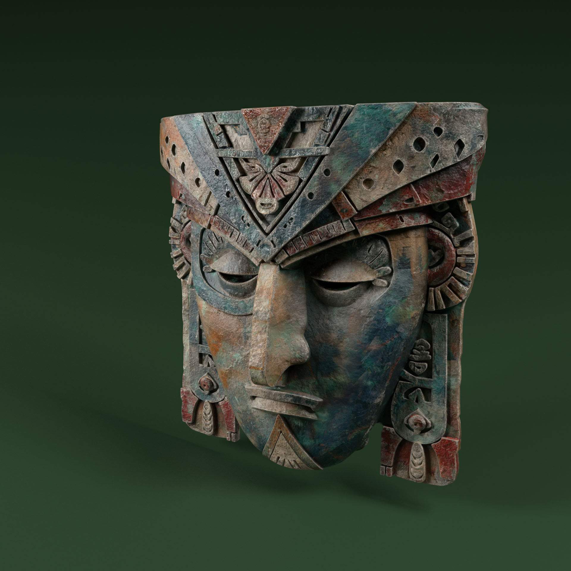 Maya Ceremonial Masks Pack D Low-poly 3D model_36