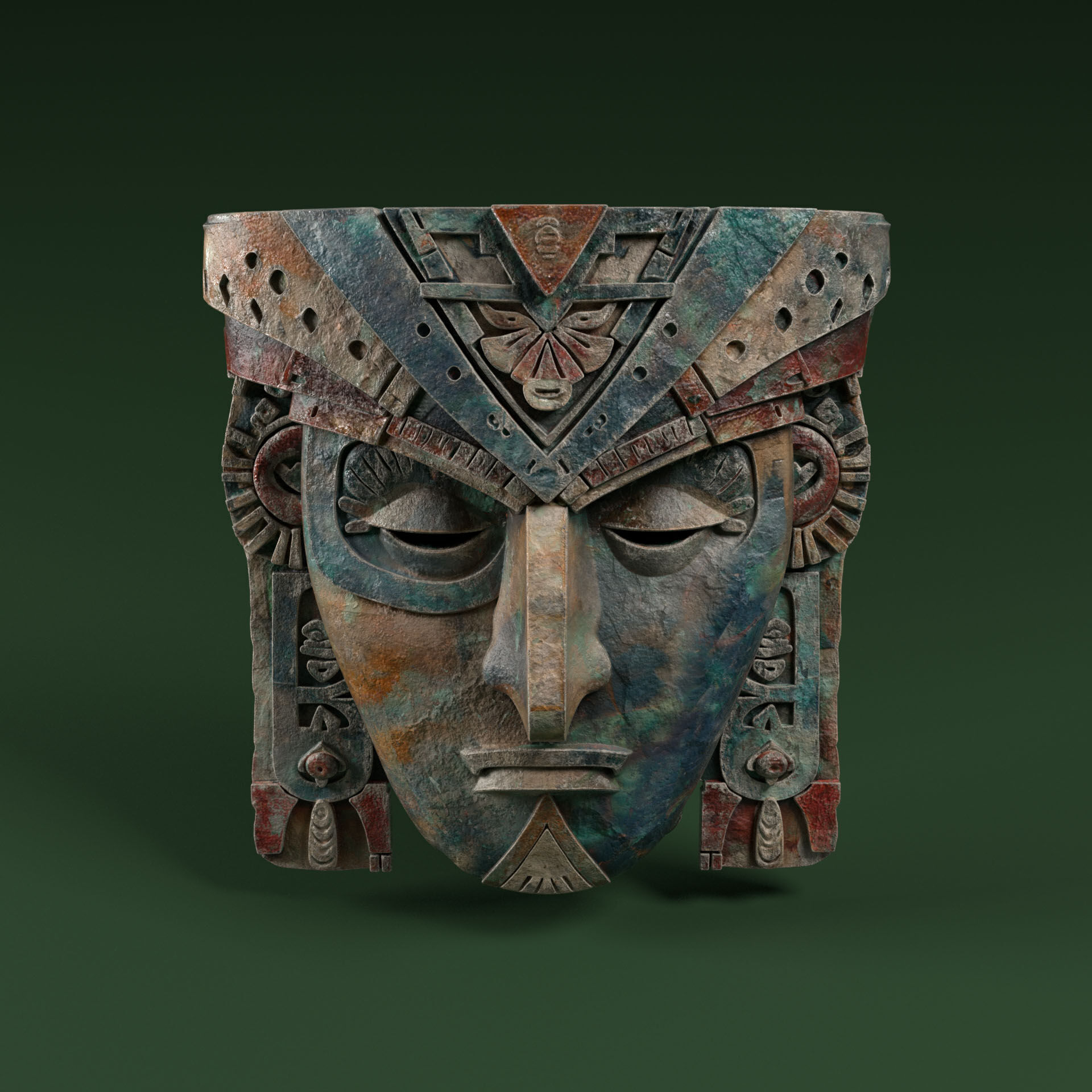 Maya Ceremonial Masks Pack D Low-poly 3D model_27