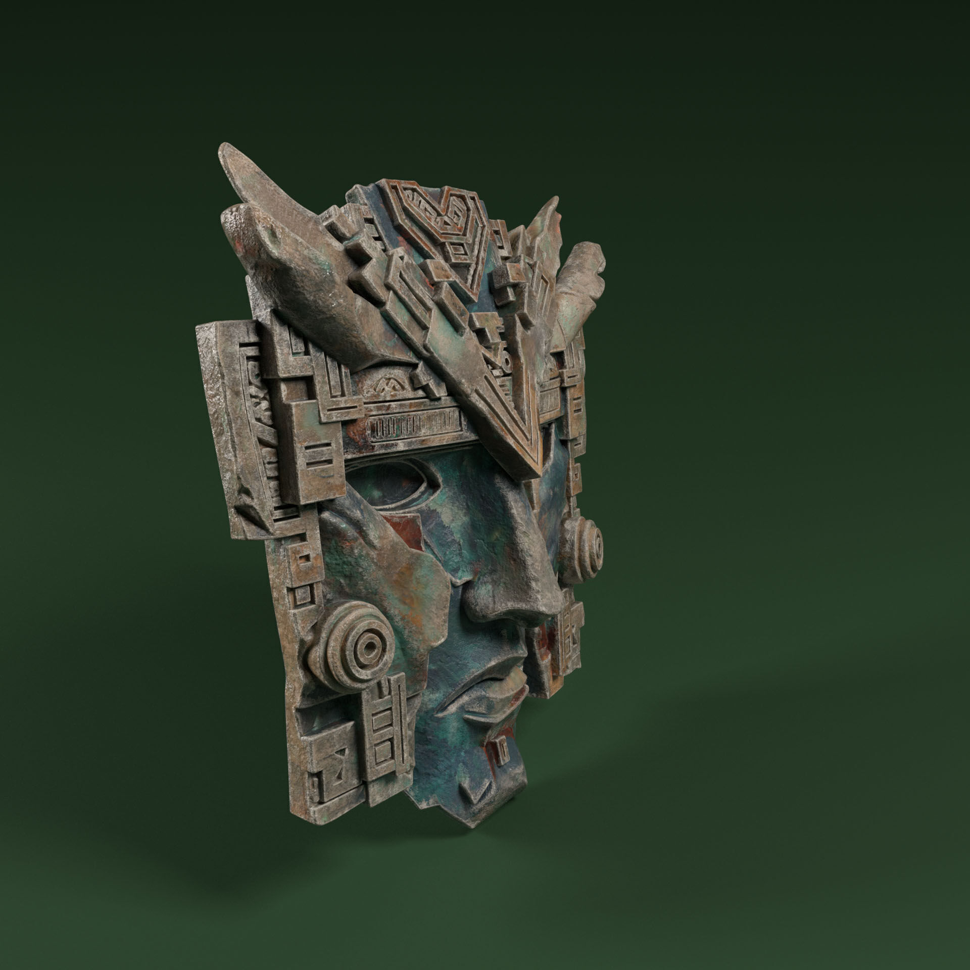 Maya Ceremonial Masks Pack D Low-poly 3D model_16