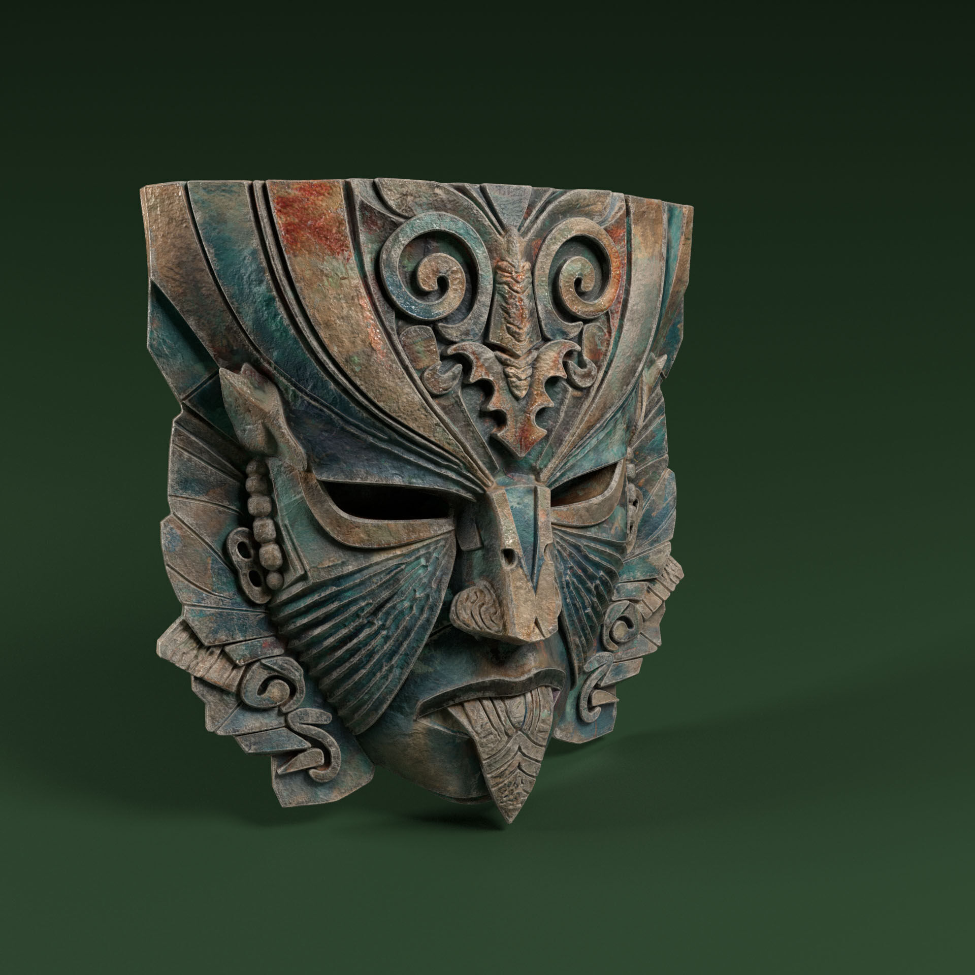 Maya Ceremonial Masks Pack D Low-poly 3D model_2