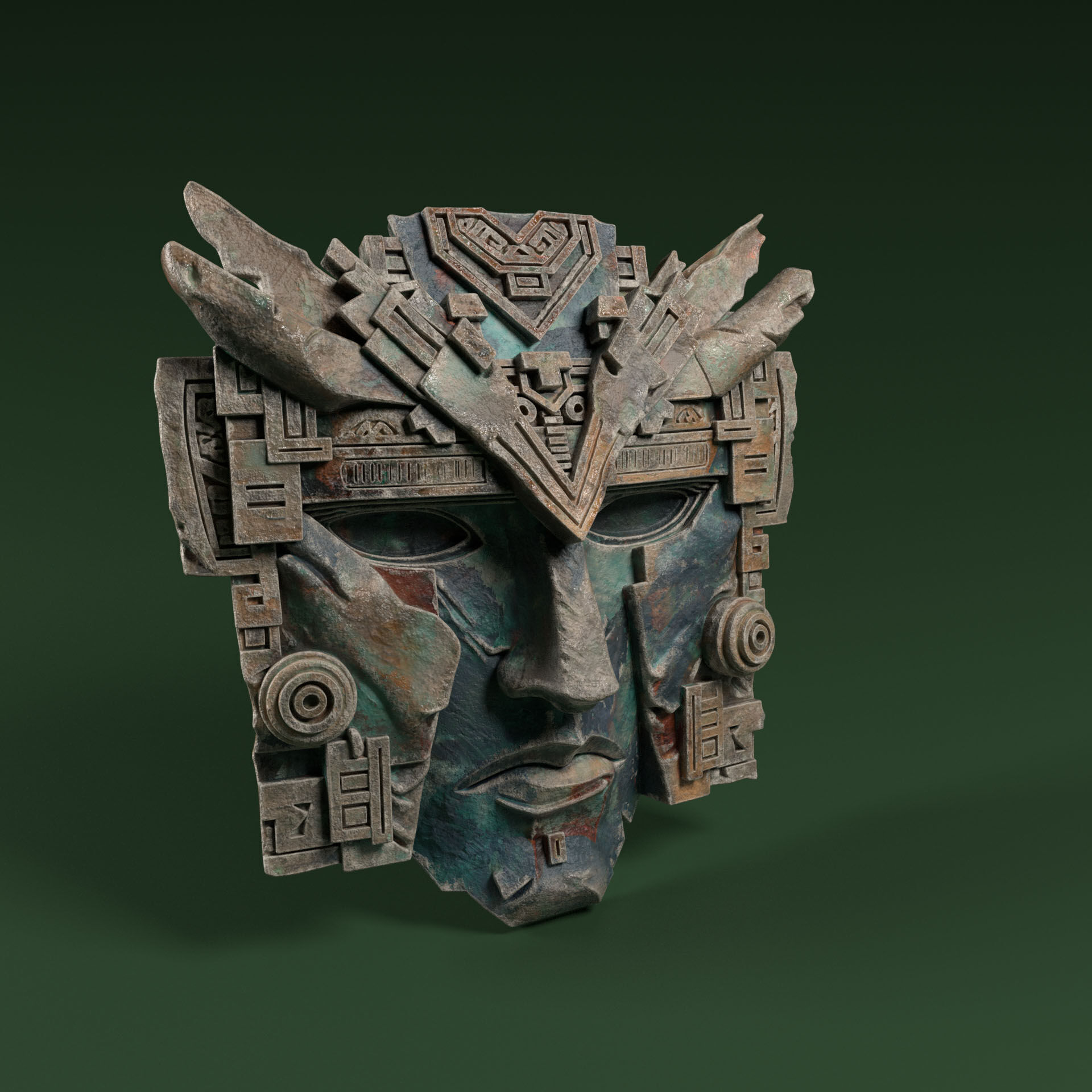 Maya Ceremonial Masks Pack D Low-poly 3D model_15