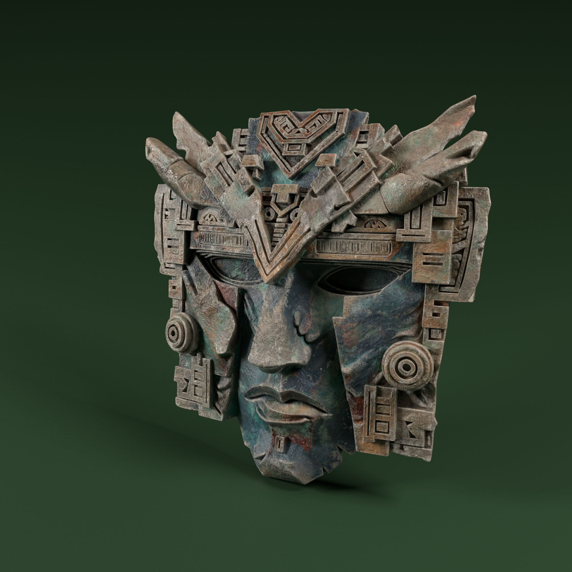 Maya Ceremonial Masks Pack D Low-poly 3D model_23
