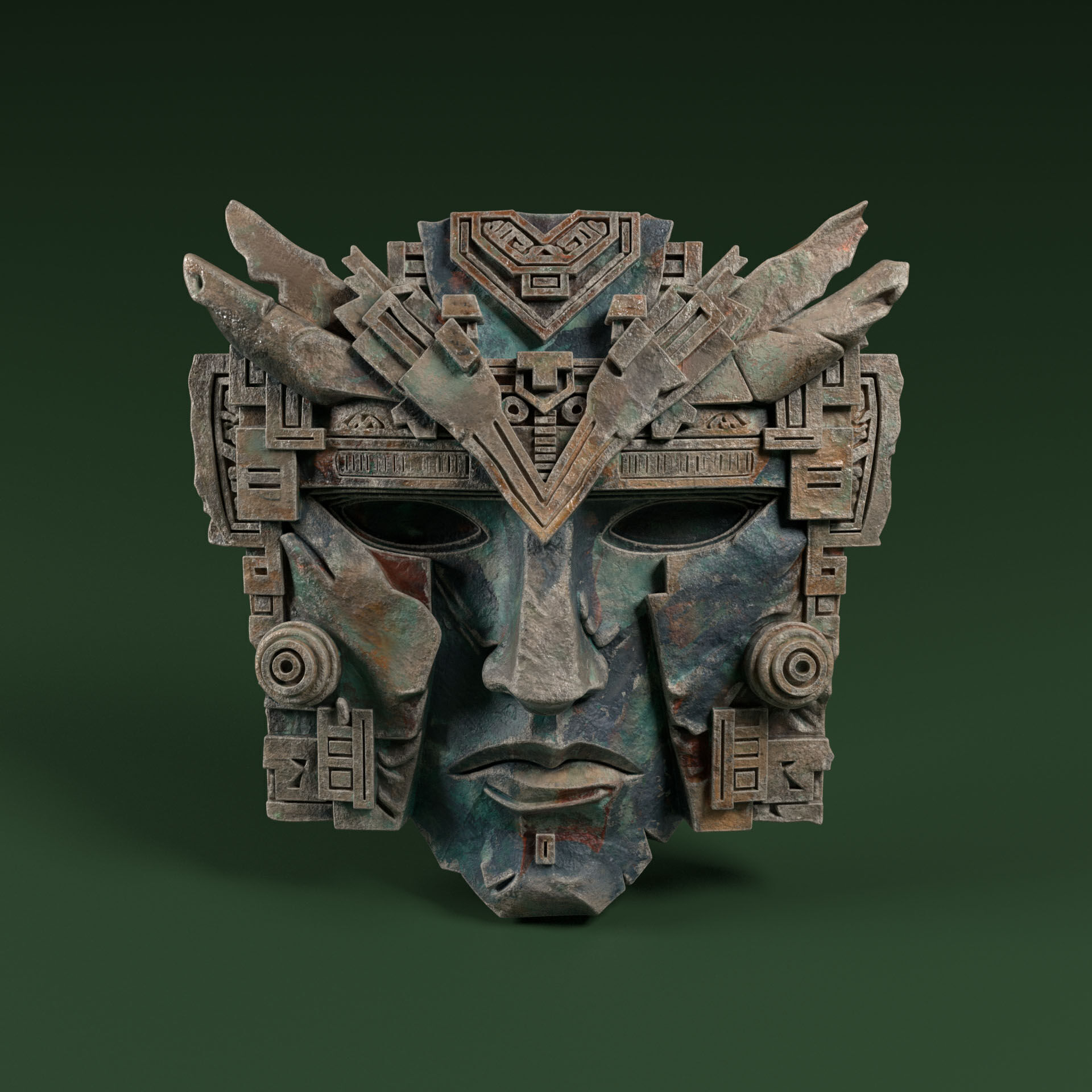 Maya Ceremonial Masks Pack D Low-poly 3D model_14