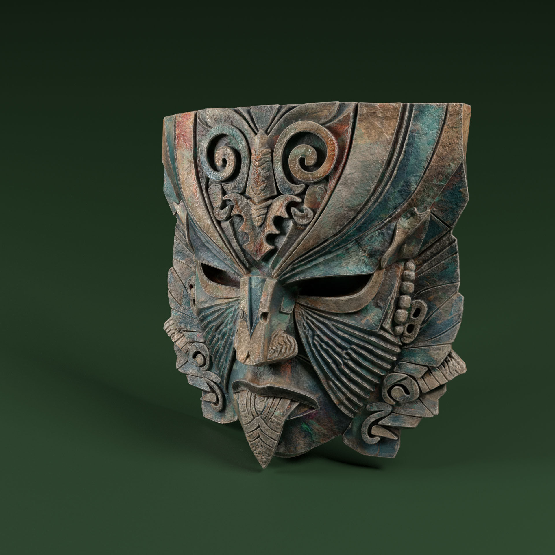Maya Ceremonial Masks Pack D Low-poly 3D model_10